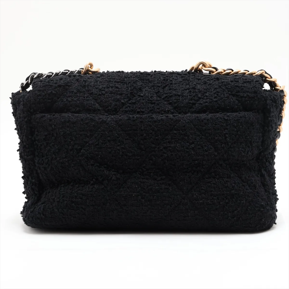 19 Maxi Tweed Chain Shoulder Bag, Black with Gold and Silver Hardware, 30887571 (Serial Number in the 30s), AS1162 — view 2