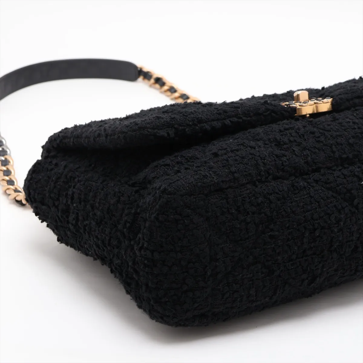 19 Maxi Tweed Chain Shoulder Bag, Black with Gold and Silver Hardware, 30887571 (Serial Number in the 30s), AS1162 — view 4