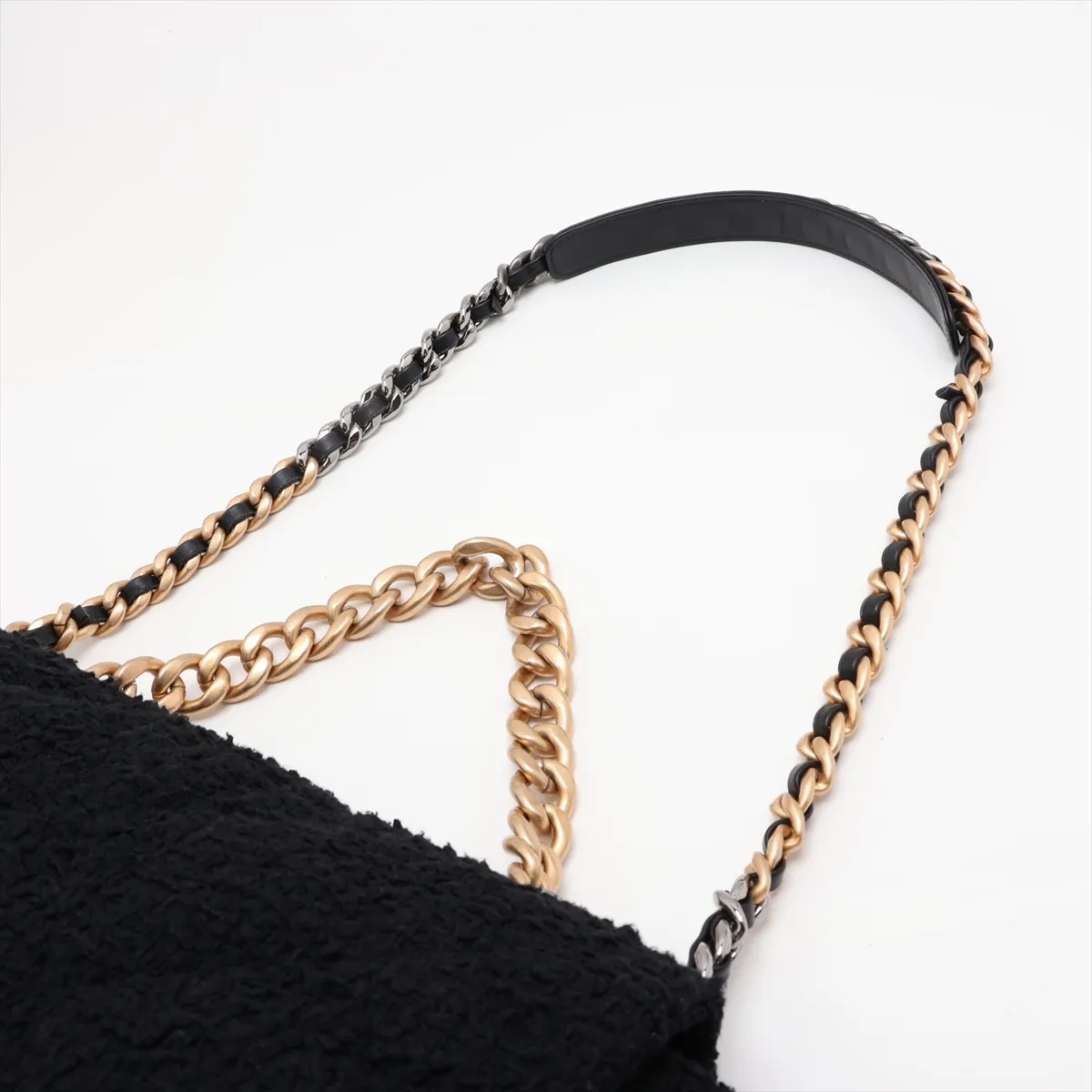 19 Maxi Tweed Chain Shoulder Bag, Black with Gold and Silver Hardware, 30887571 (Serial Number in the 30s), AS1162 — view 5