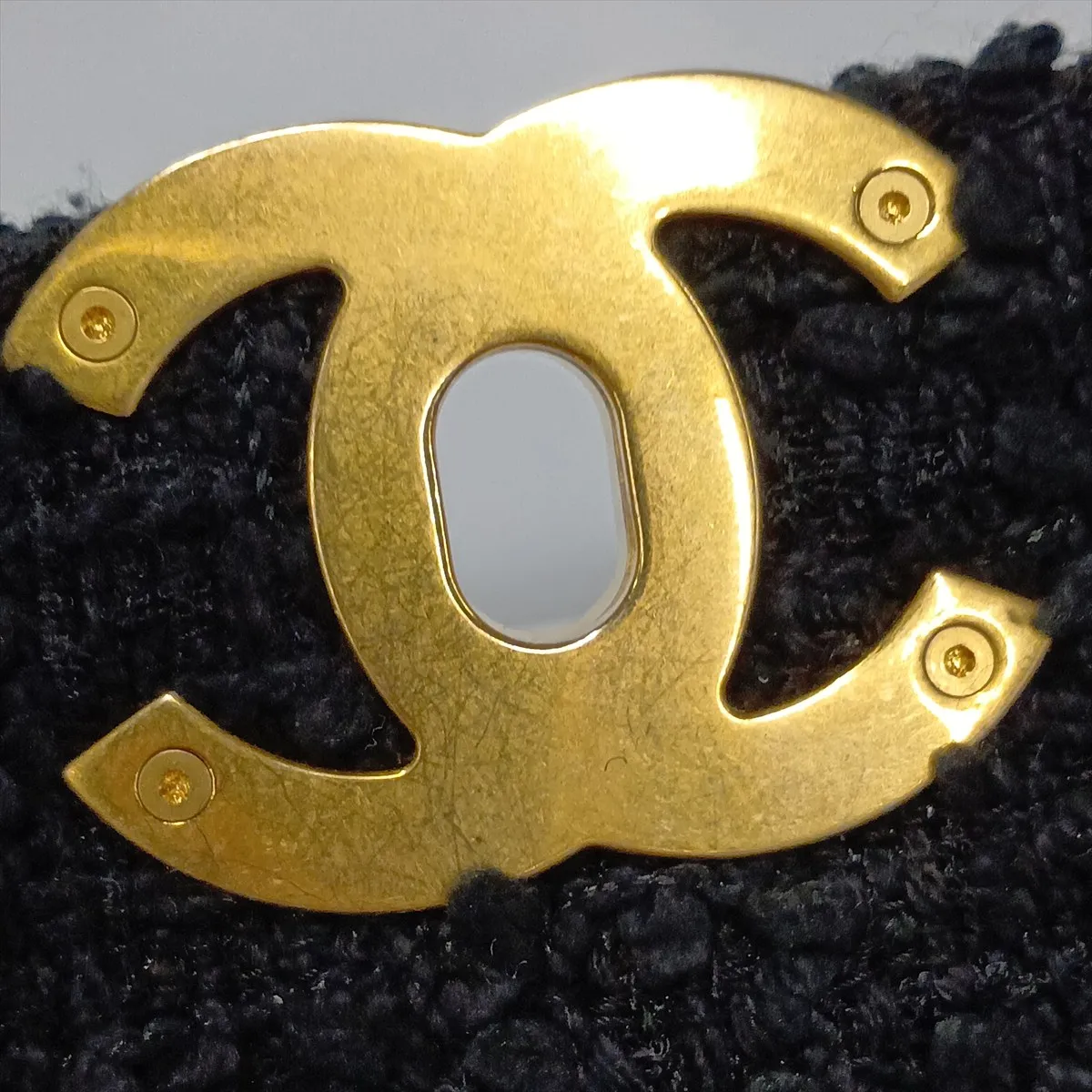 19 Maxi Tweed Chain Shoulder Bag, Black with Gold and Silver Hardware, 30887571 (Serial Number in the 30s), AS1162 — view 10