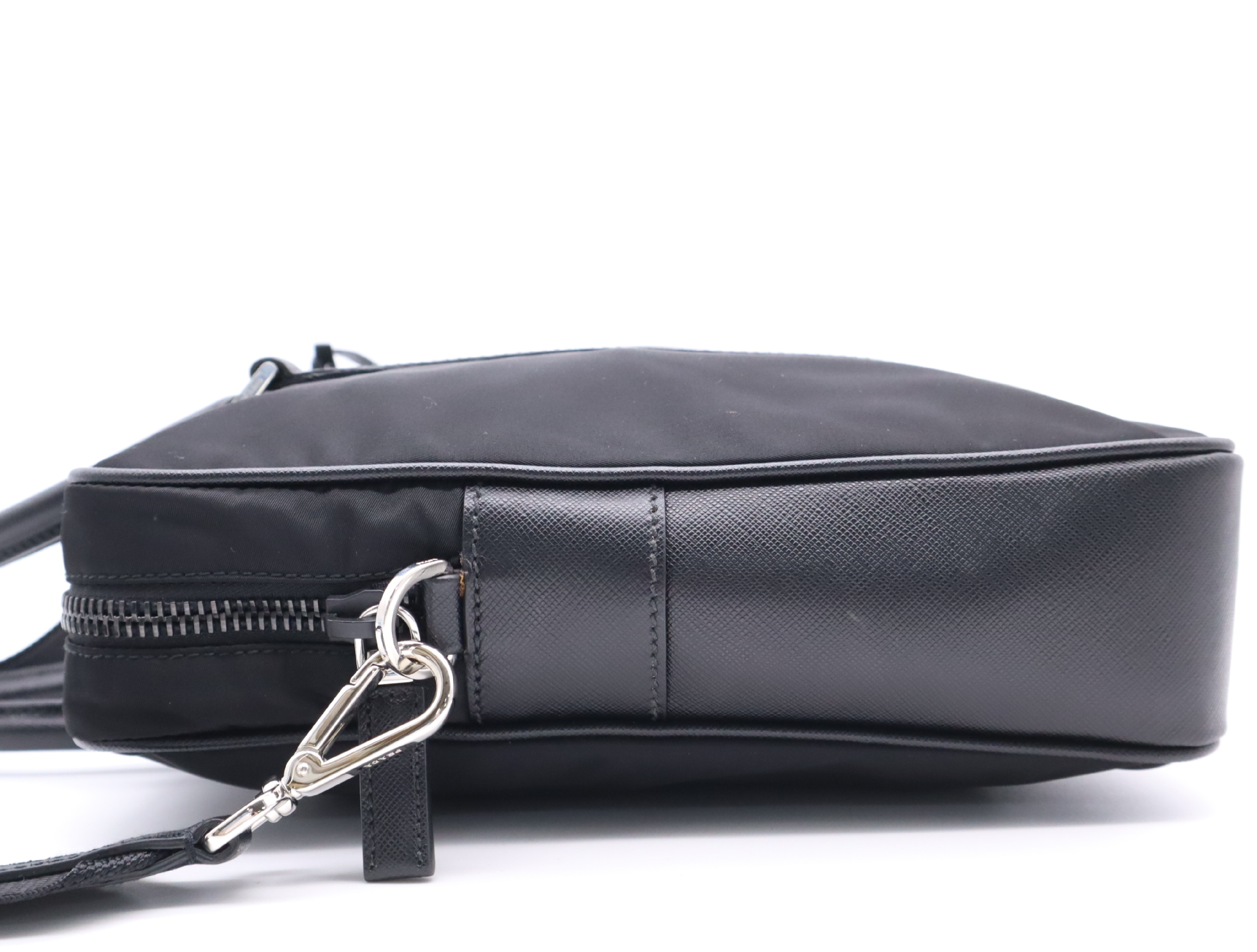 Nylon/Leather Triangle Logo Briefcase with Shoulder Strap and Name Tag - Business Bag — view 3