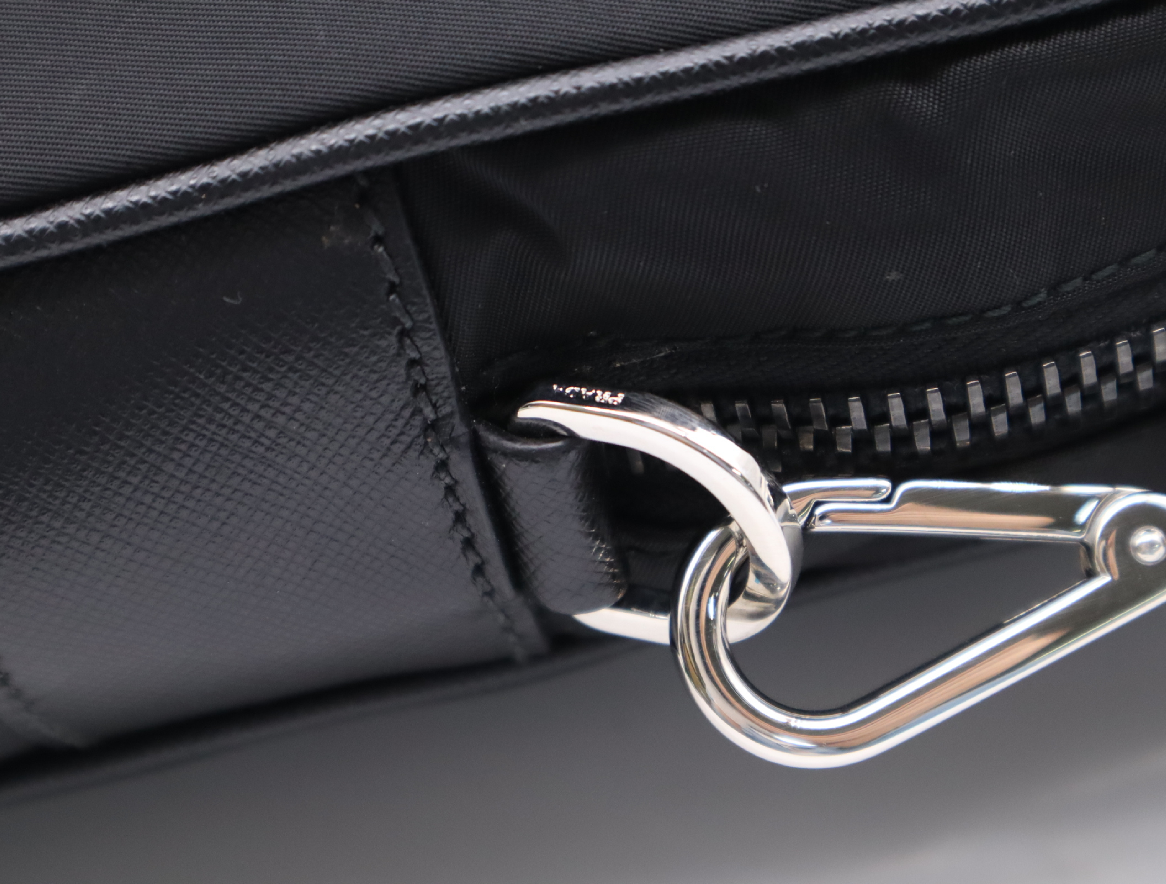 Nylon/Leather Triangle Logo Briefcase with Shoulder Strap and Name Tag - Business Bag — view 8