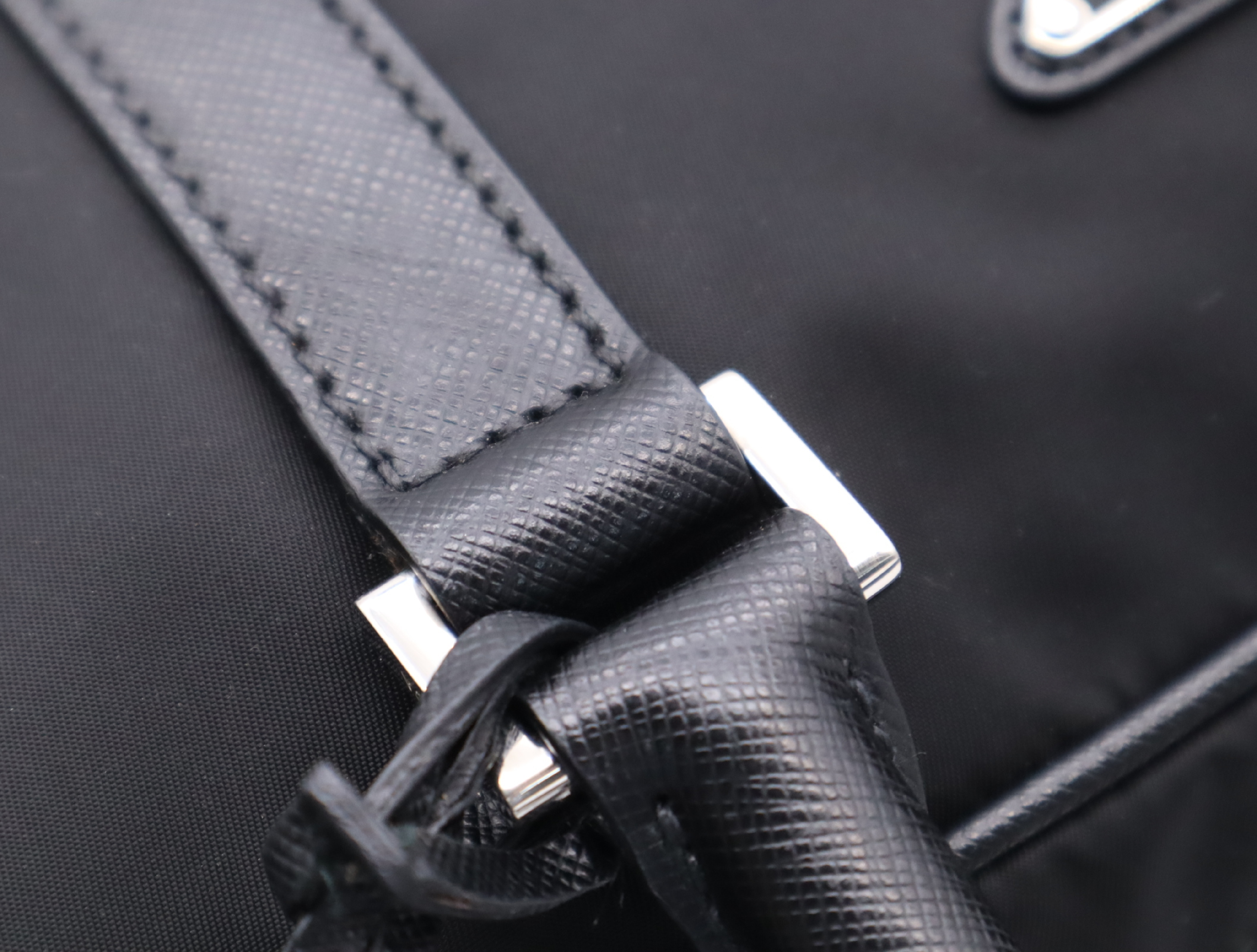 Nylon/Leather Triangle Logo Briefcase with Shoulder Strap and Name Tag - Business Bag — view 10