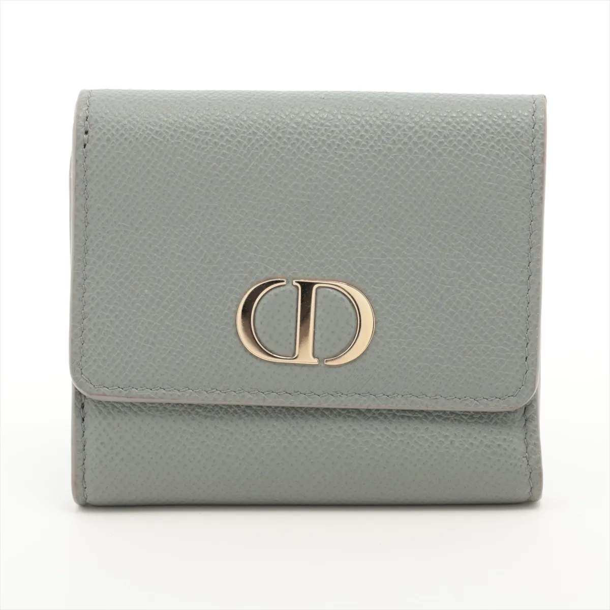 30 Montaigne Leather Compact Wallet, Blue-Gray