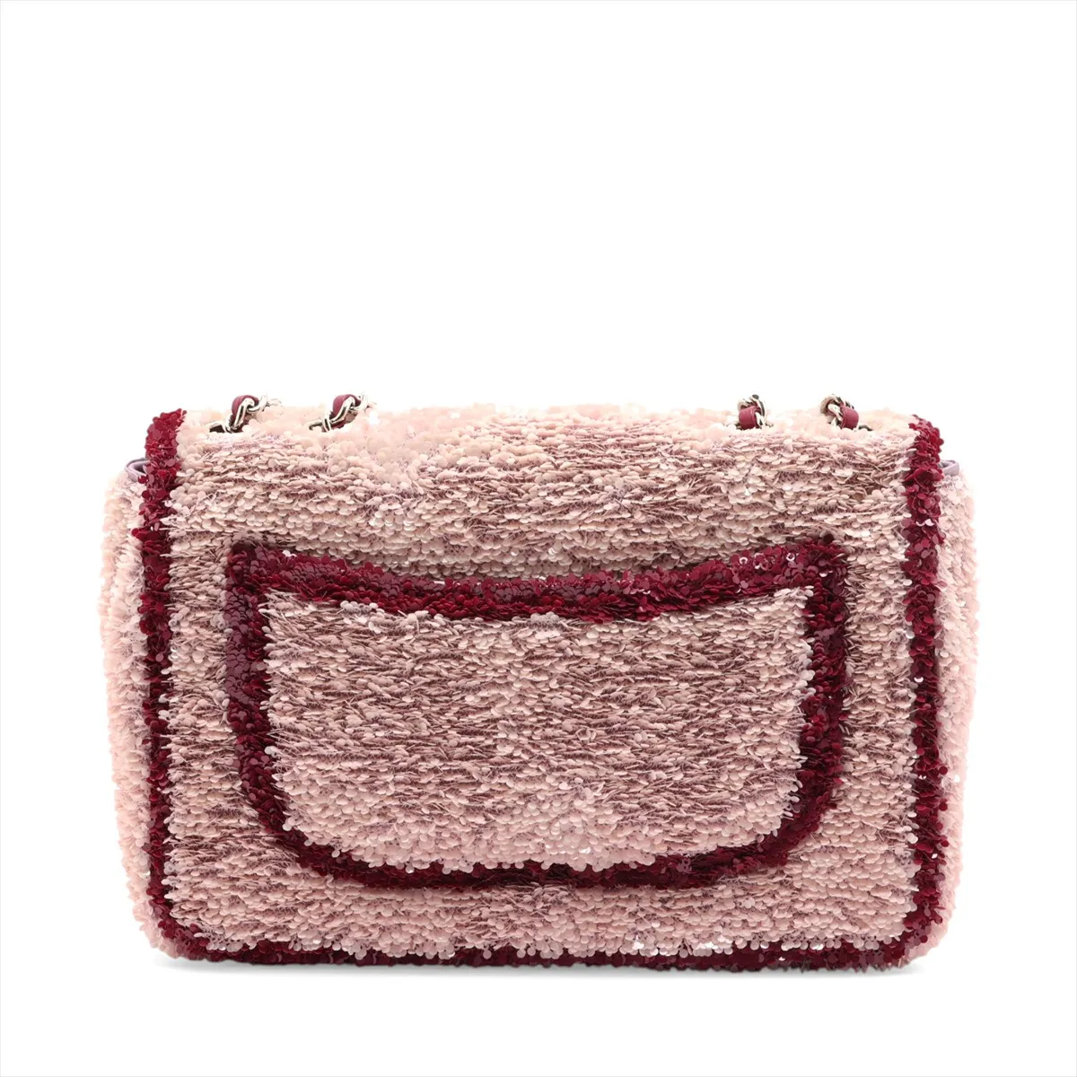 [Individually packaged] Chanel Coco Mark Sequin x Leather Single Flap Double Chain Bag Pink x Red Gold Hardware XP8TPX8H Random Plate — view 2