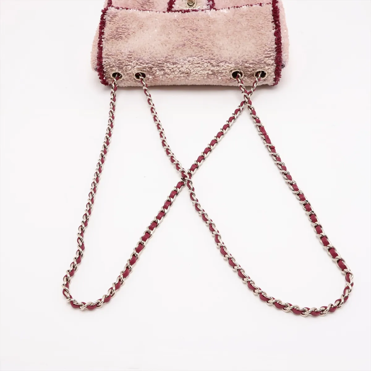 [Individually packaged] Chanel Coco Mark Sequin x Leather Single Flap Double Chain Bag Pink x Red Gold Hardware XP8TPX8H Random Plate — view 5