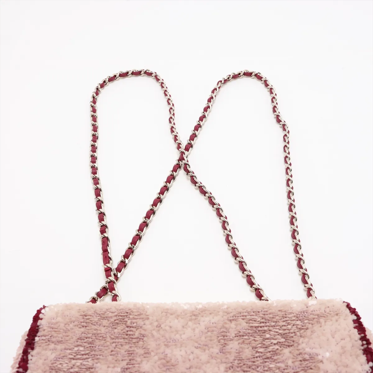 [Individually packaged] Chanel Coco Mark Sequin x Leather Single Flap Double Chain Bag Pink x Red Gold Hardware XP8TPX8H Random Plate — view 6