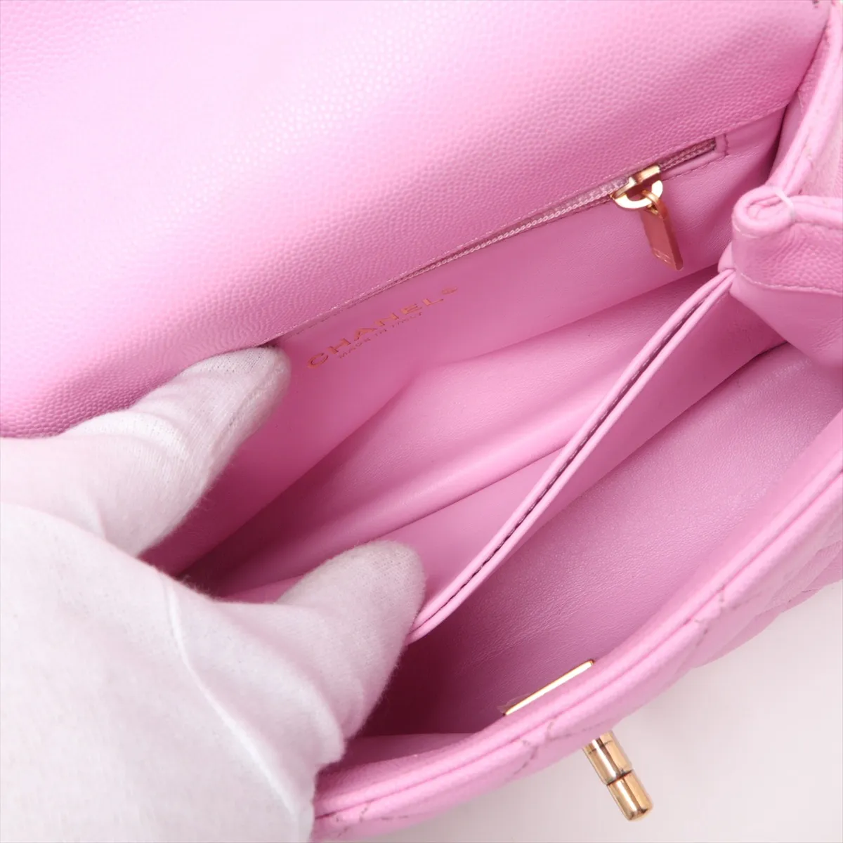 [Individually packaged] Chanel Coco Handle 24 XS Caviar Skin 2-Way Handbag, Pink with Gold Hardware, T253PJ34, Random Plate, A92990 — view 10