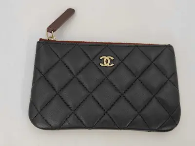 Black Lambskin Mini Coin Case
