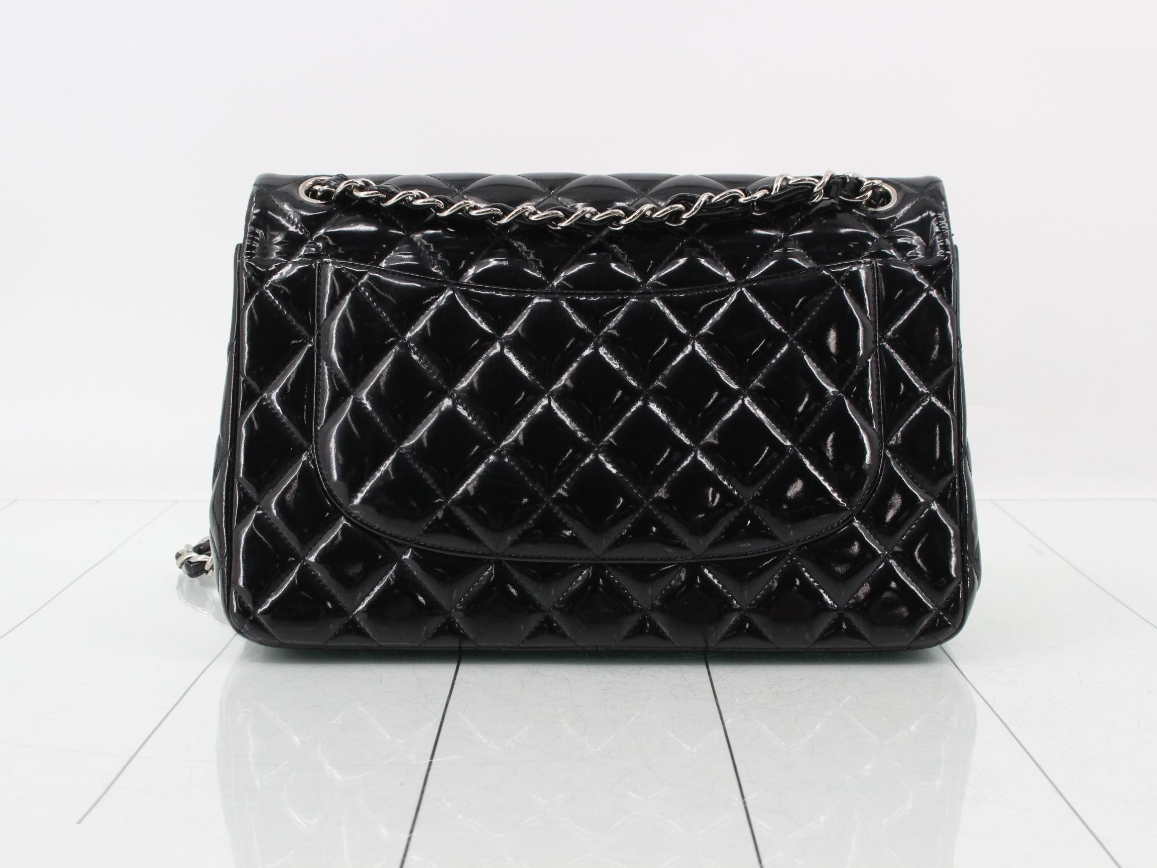 Large Matelassé 30 Enamel Double Flap Double Chain Shoulder Bag — view 2