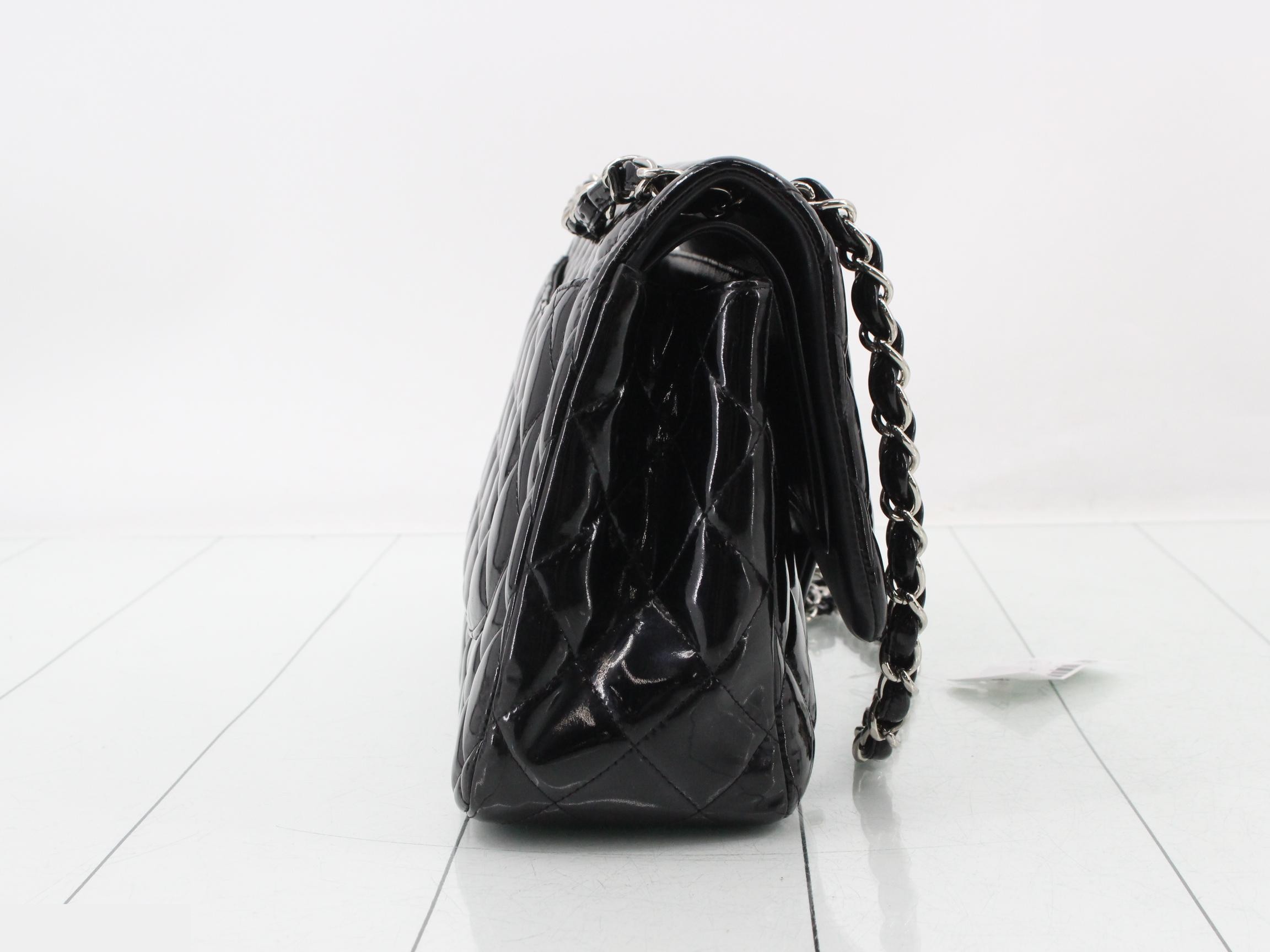 Large Matelassé 30 Enamel Double Flap Double Chain Shoulder Bag — view 4
