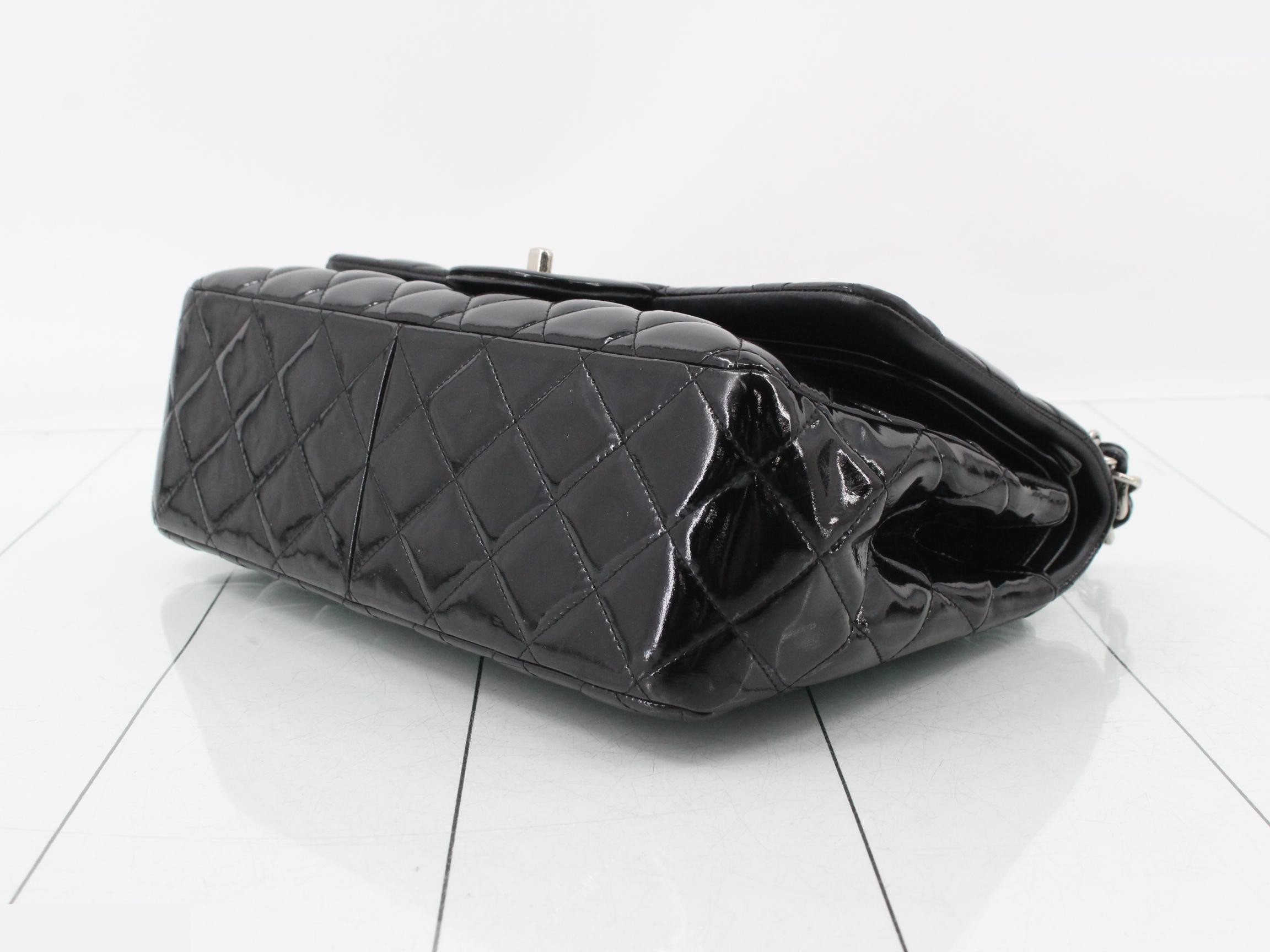 Large Matelassé 30 Enamel Double Flap Double Chain Shoulder Bag — view 6