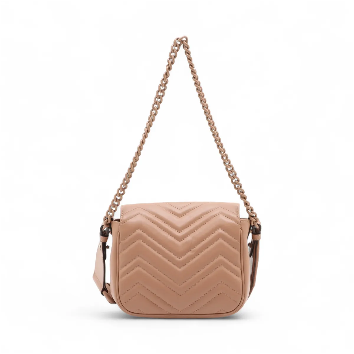 GG Marmont Leather Chain Shoulder Bag Beige 739681 — view 2