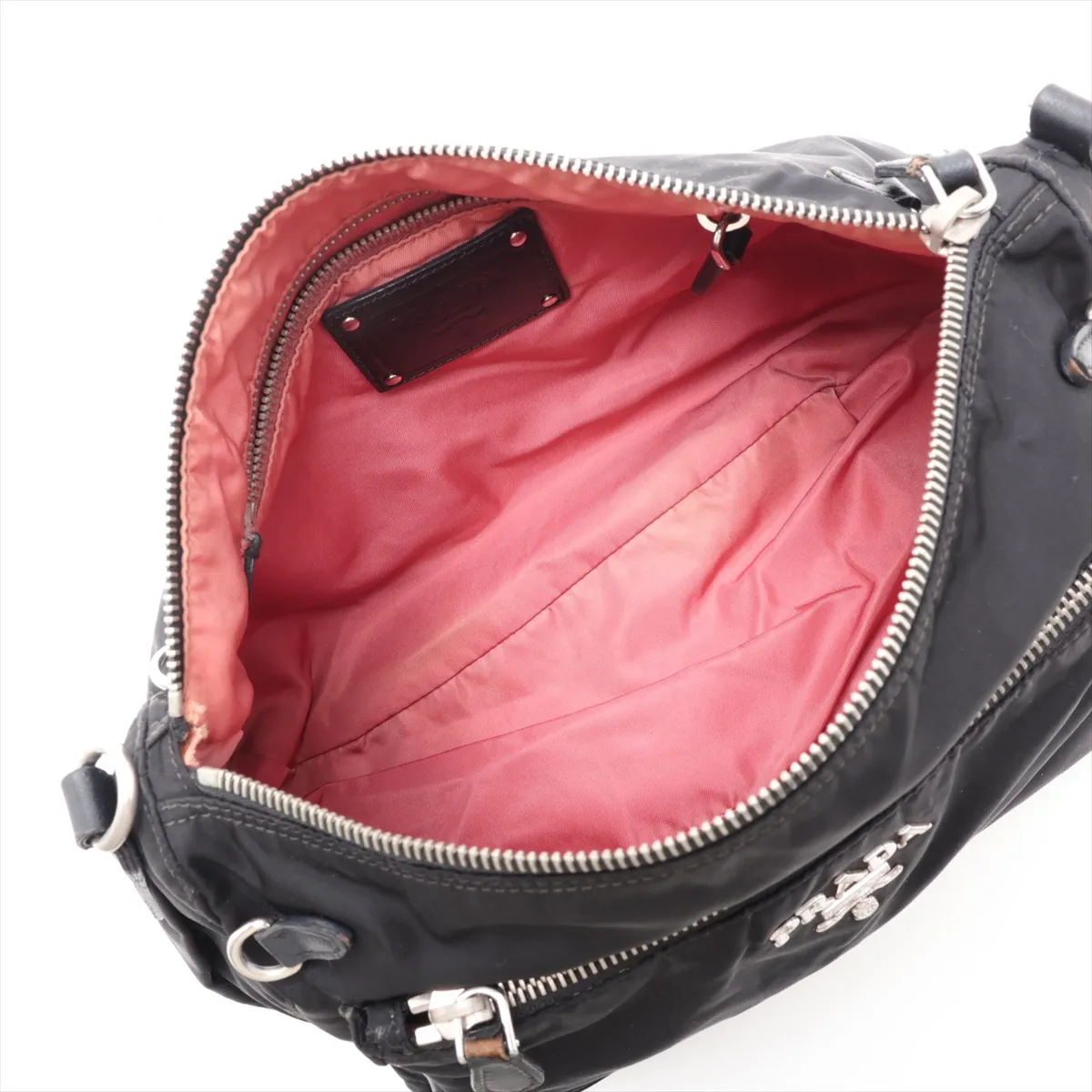 Tessuto Nylon x Leather Shoulder Bag, Black — view 6