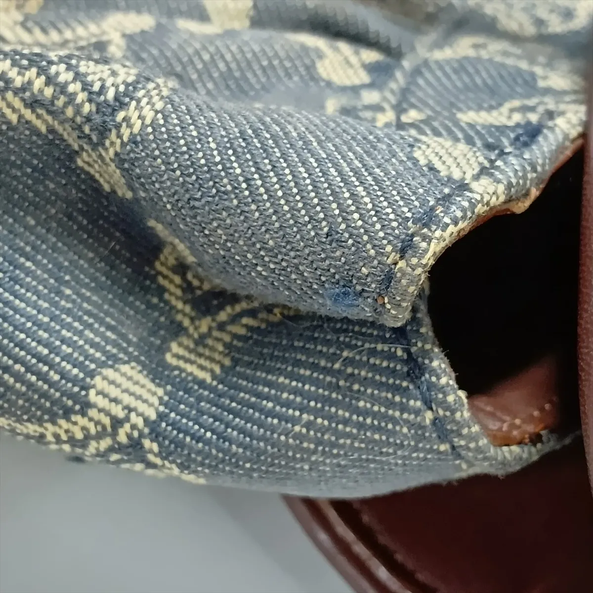 Paris Macadam Denim x Leather Shoulder Bag, Blue — view 12