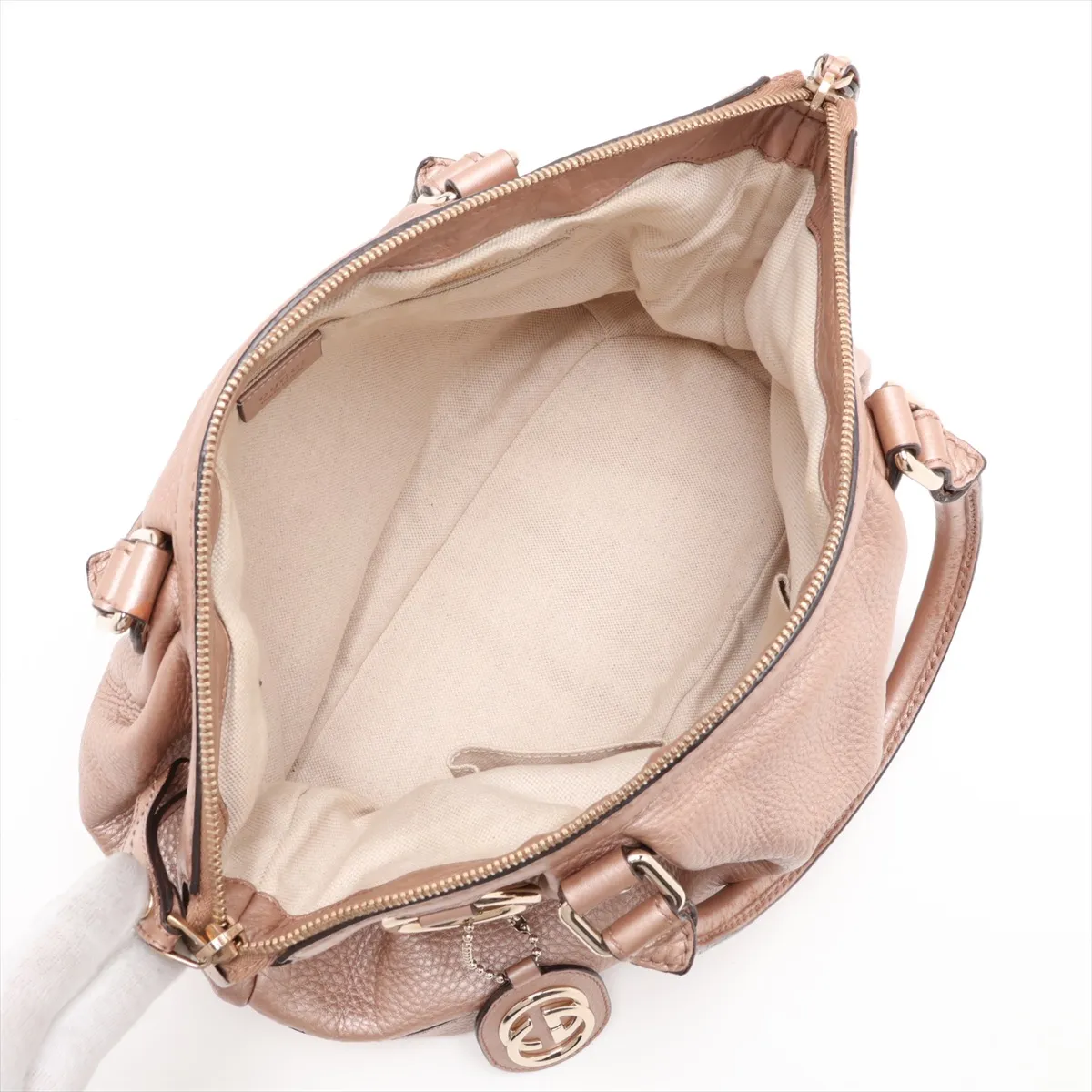 247902 Leather Handbag Beige — view 7