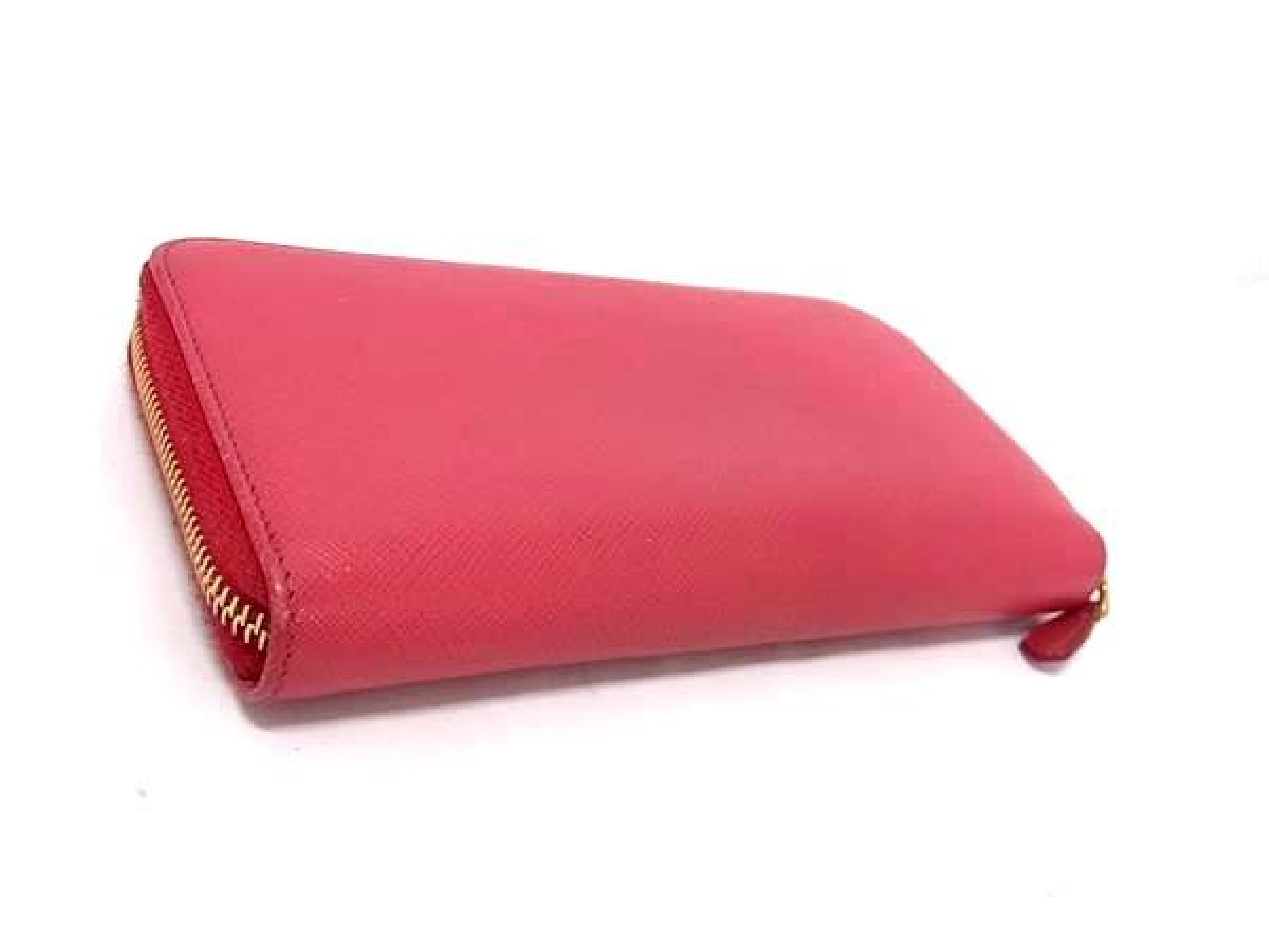 Saffiano Leather Round Zip Long Wallet, Billfold, Coin Purse, Card Slots, Women's, Pink, FY3039 — view 2
