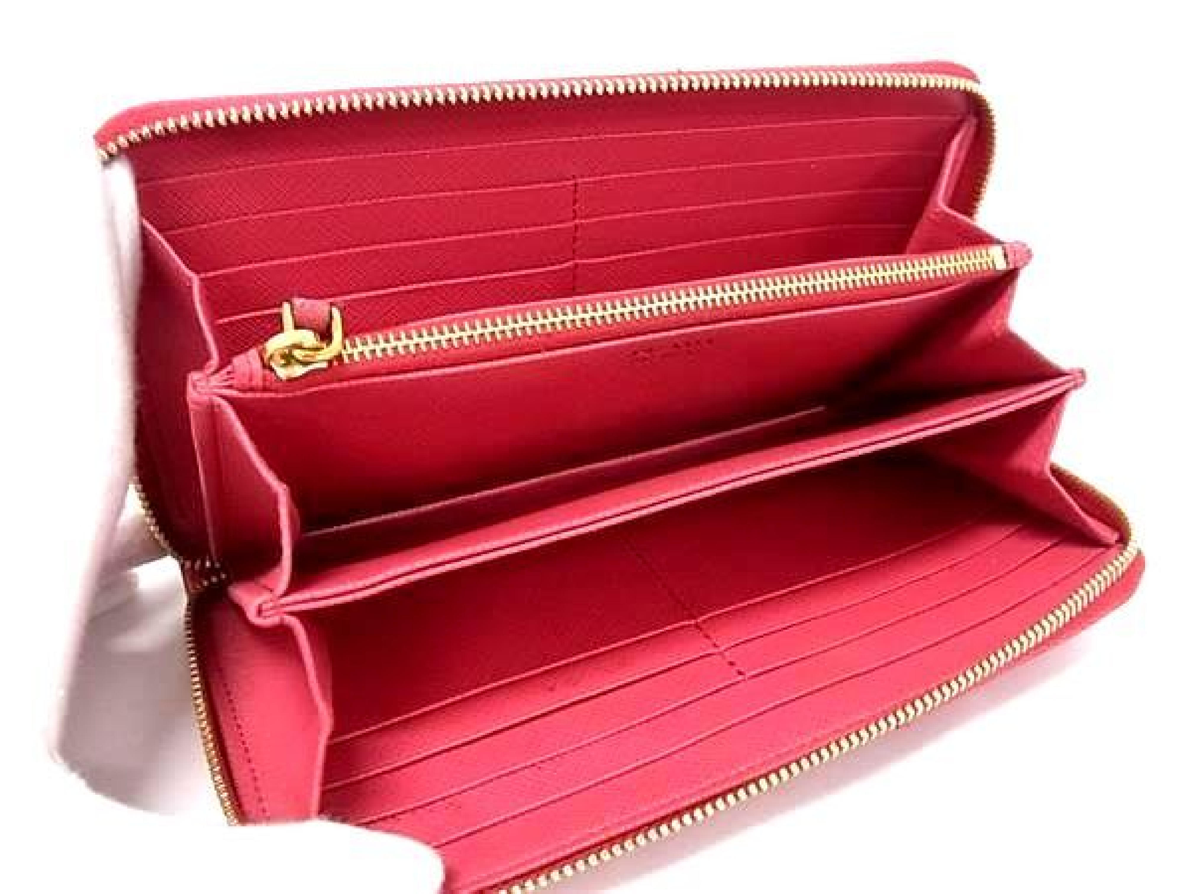 Saffiano Leather Round Zip Long Wallet, Billfold, Coin Purse, Card Slots, Women's, Pink, FY3039 — view 3