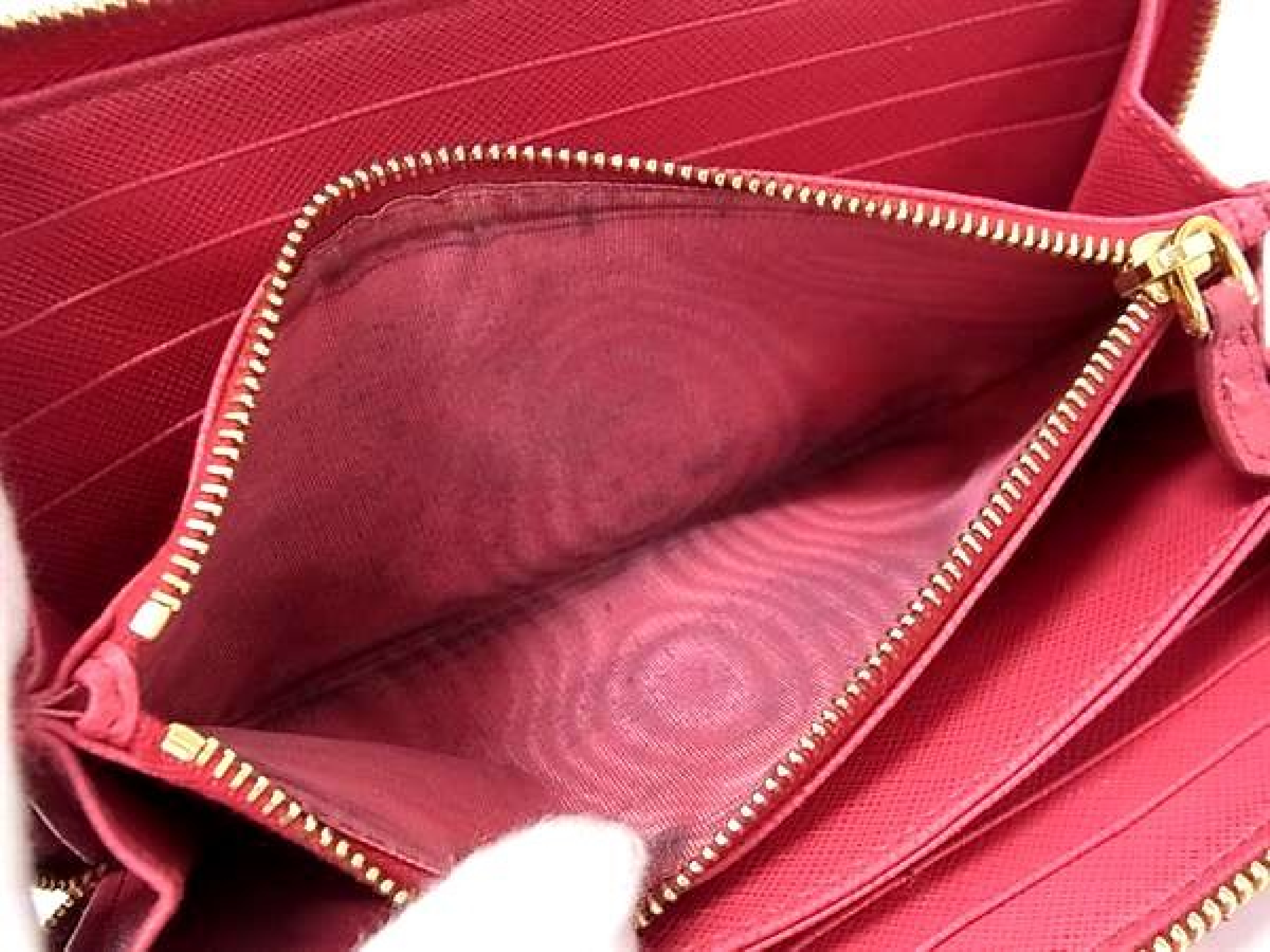 Saffiano Leather Round Zip Long Wallet, Billfold, Coin Purse, Card Slots, Women's, Pink, FY3039 — view 4