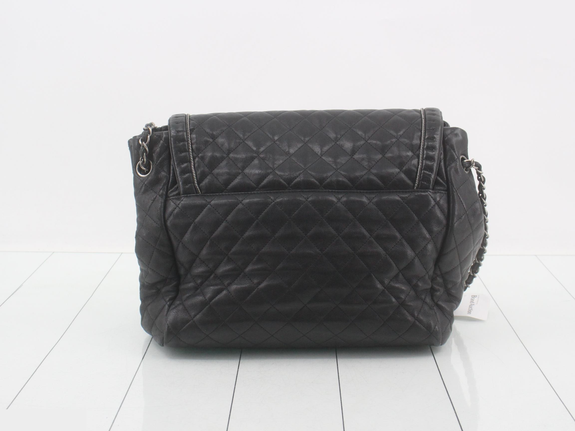 Coco Mark Matelassé Shoulder Bag, Leather, Black — view 2