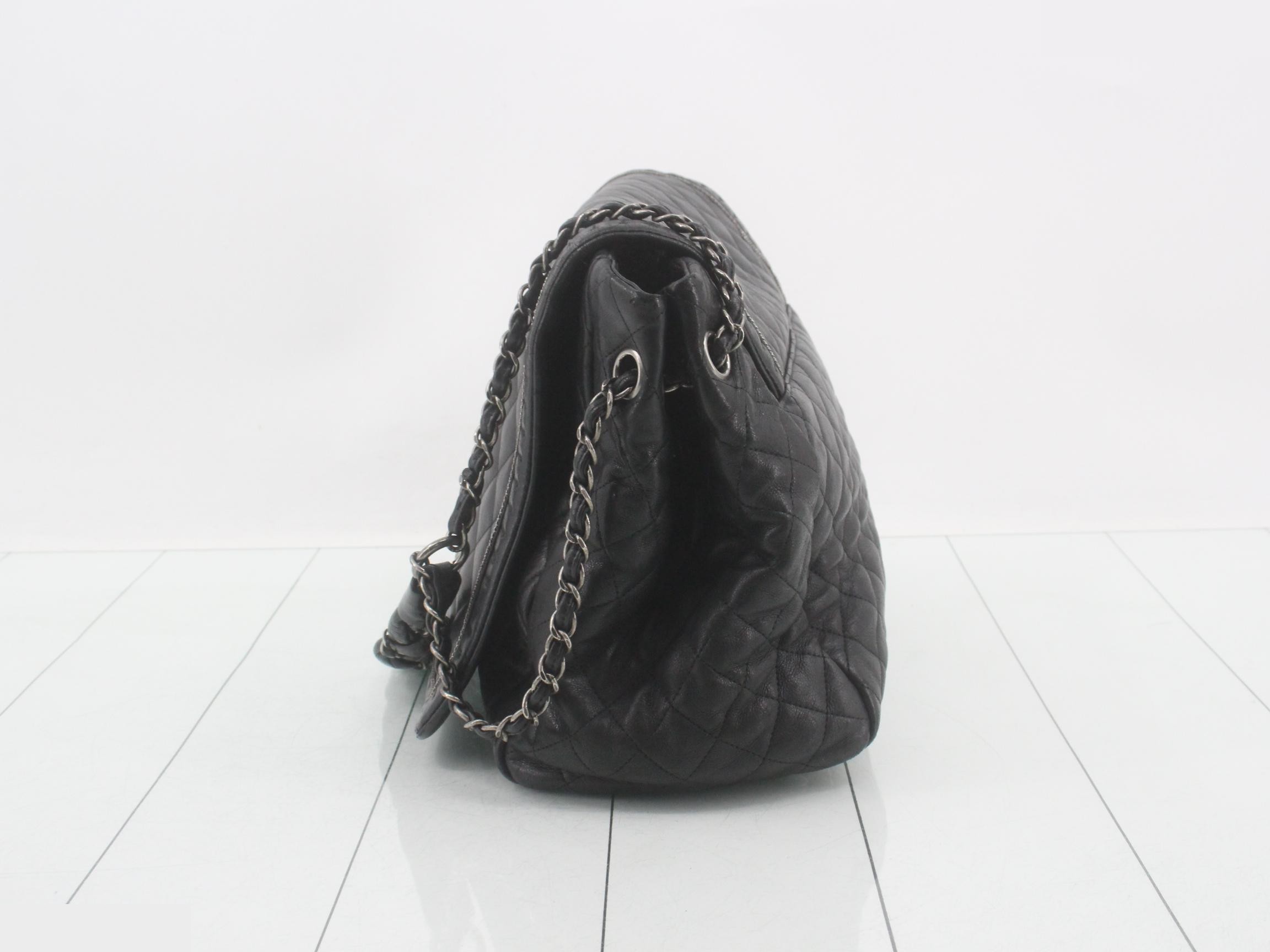 Coco Mark Matelassé Shoulder Bag, Leather, Black — view 3