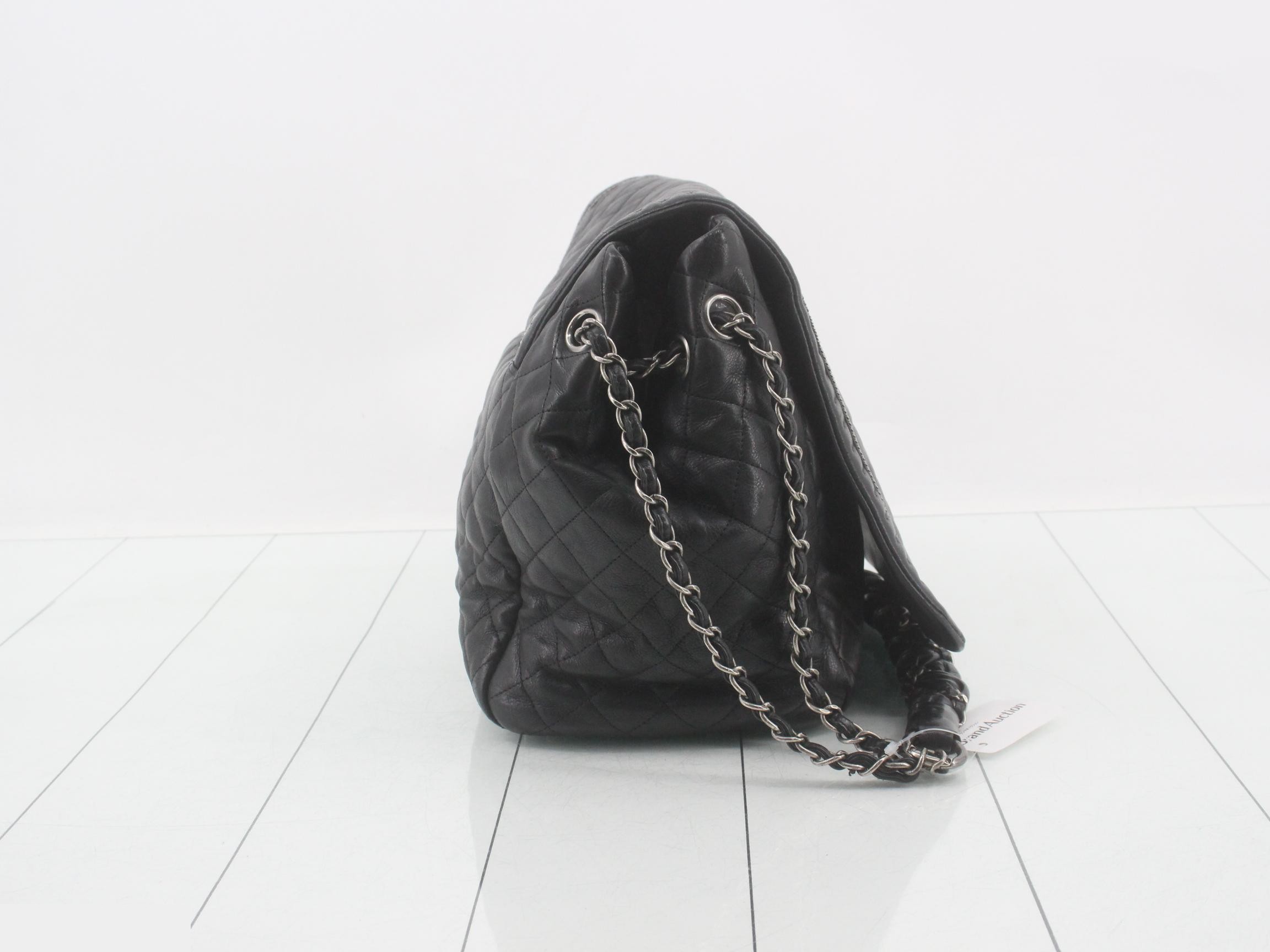 Coco Mark Matelassé Shoulder Bag, Leather, Black — view 4