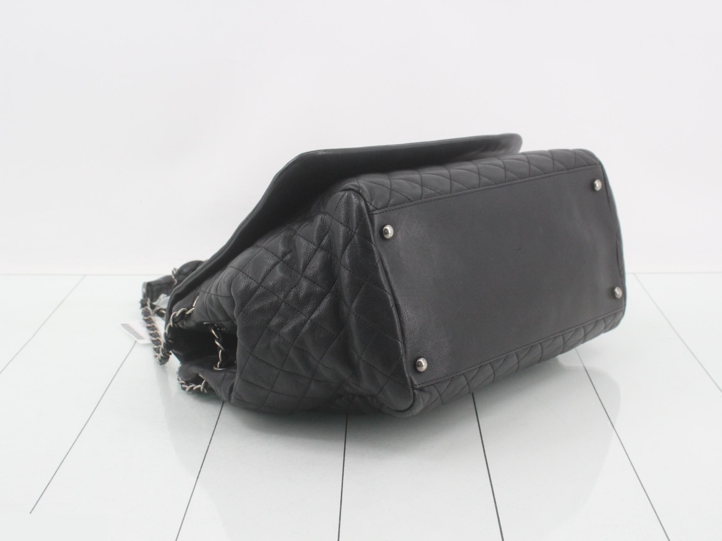 Coco Mark Matelassé Shoulder Bag, Leather, Black — view 5