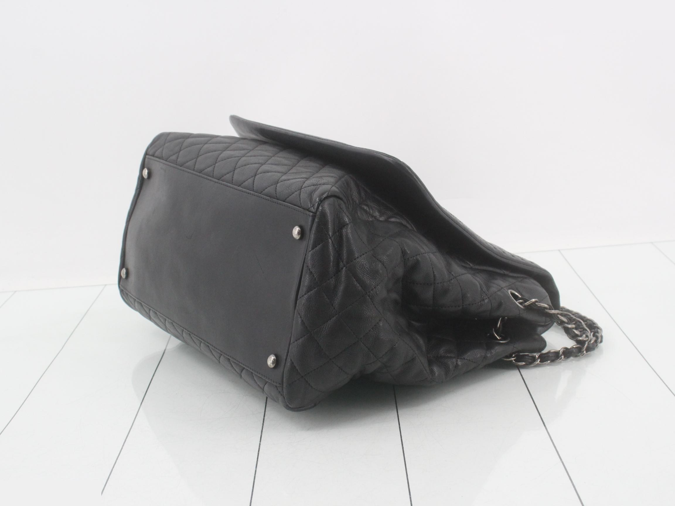Coco Mark Matelassé Shoulder Bag, Leather, Black — view 6
