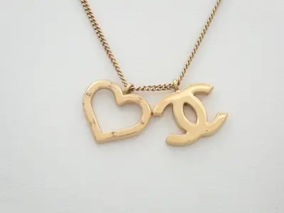 Coco Mark x Heart Necklace with Comment (04P) - Gold