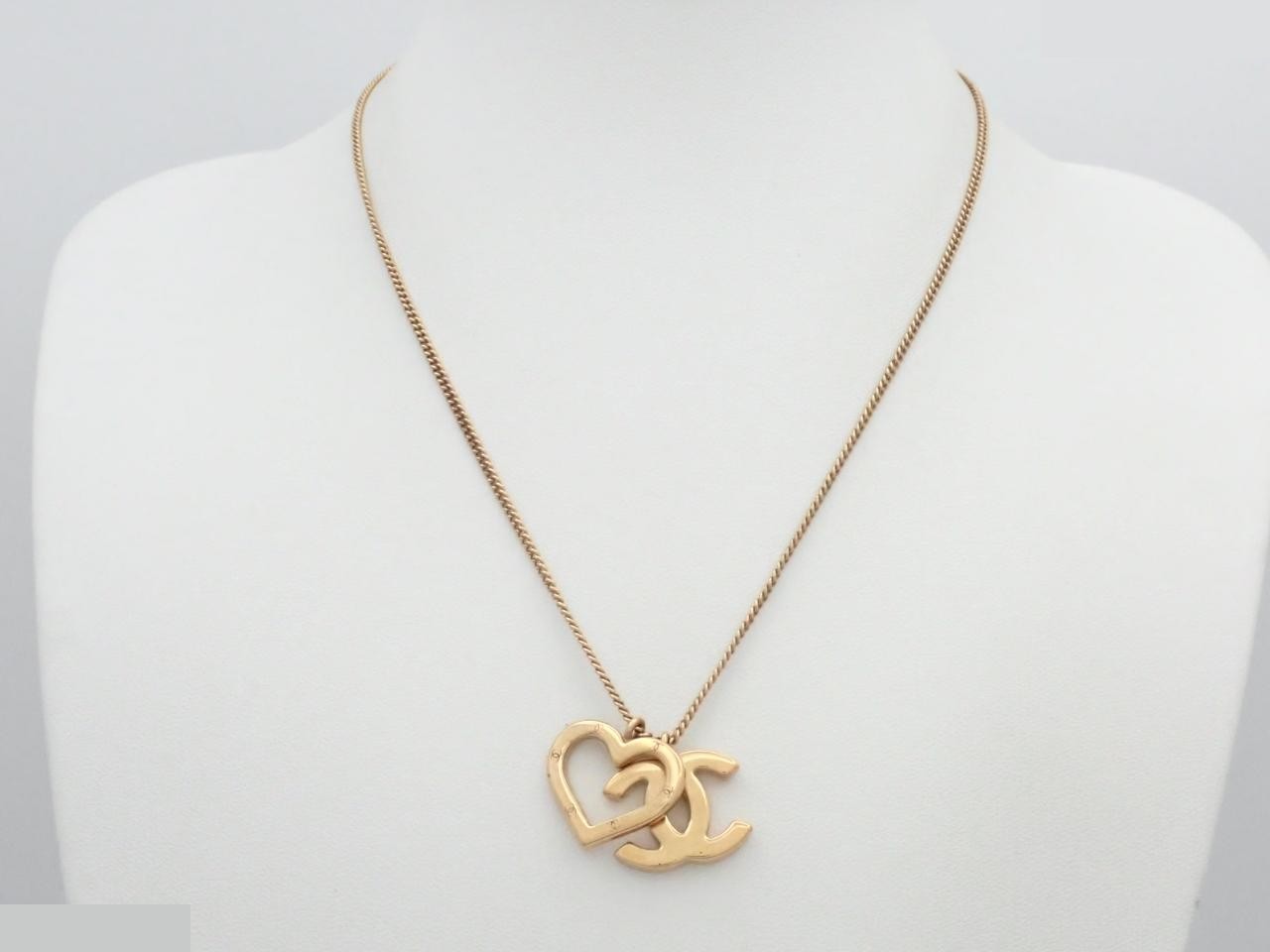 Coco Mark x Heart Necklace with Comment (04P) - Gold — view 3