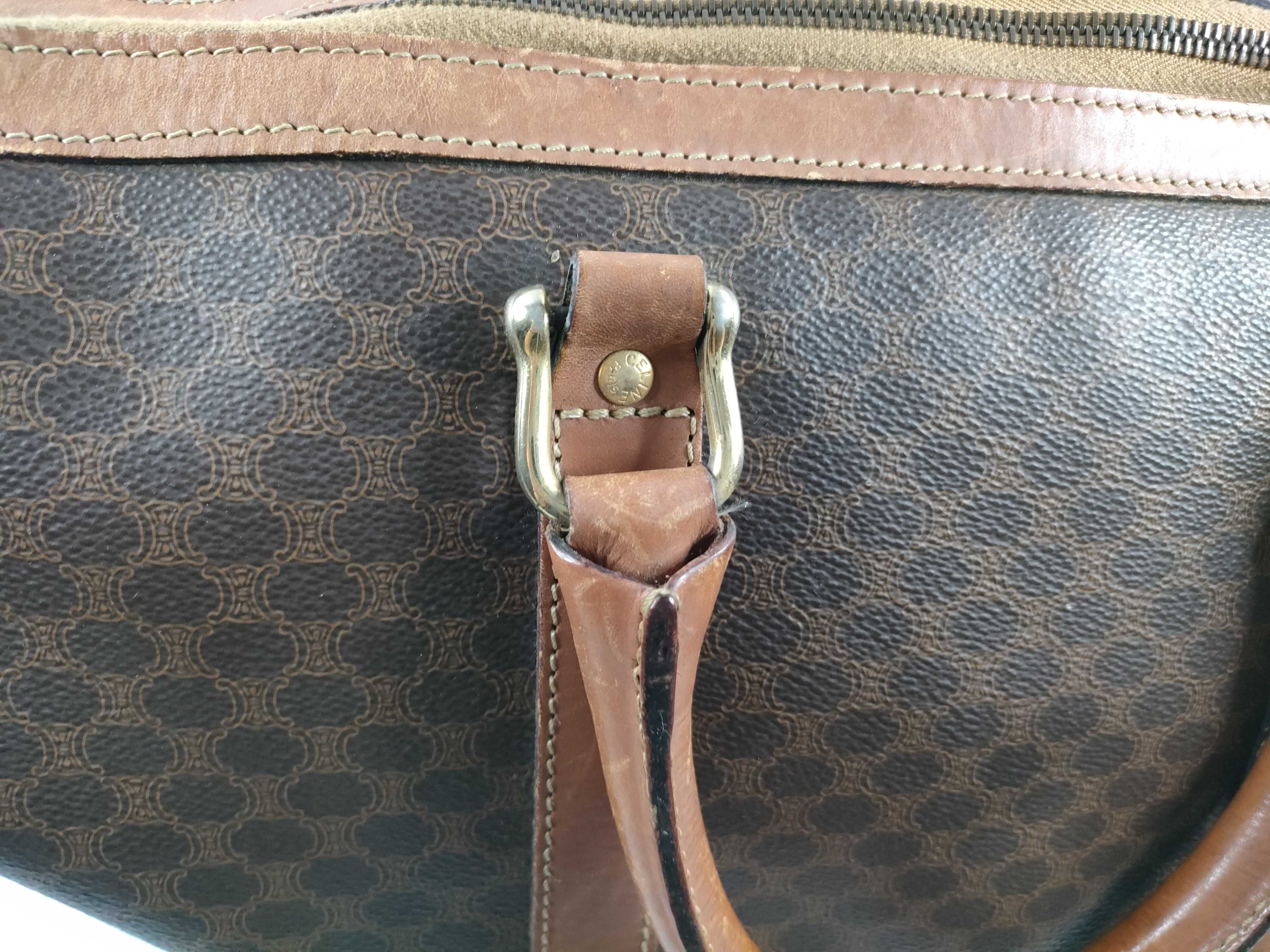 Boston Bag, Celine Macadam Triomphe Boston Bag, Large Capacity, Leather & PVC Boston Bag — view 8