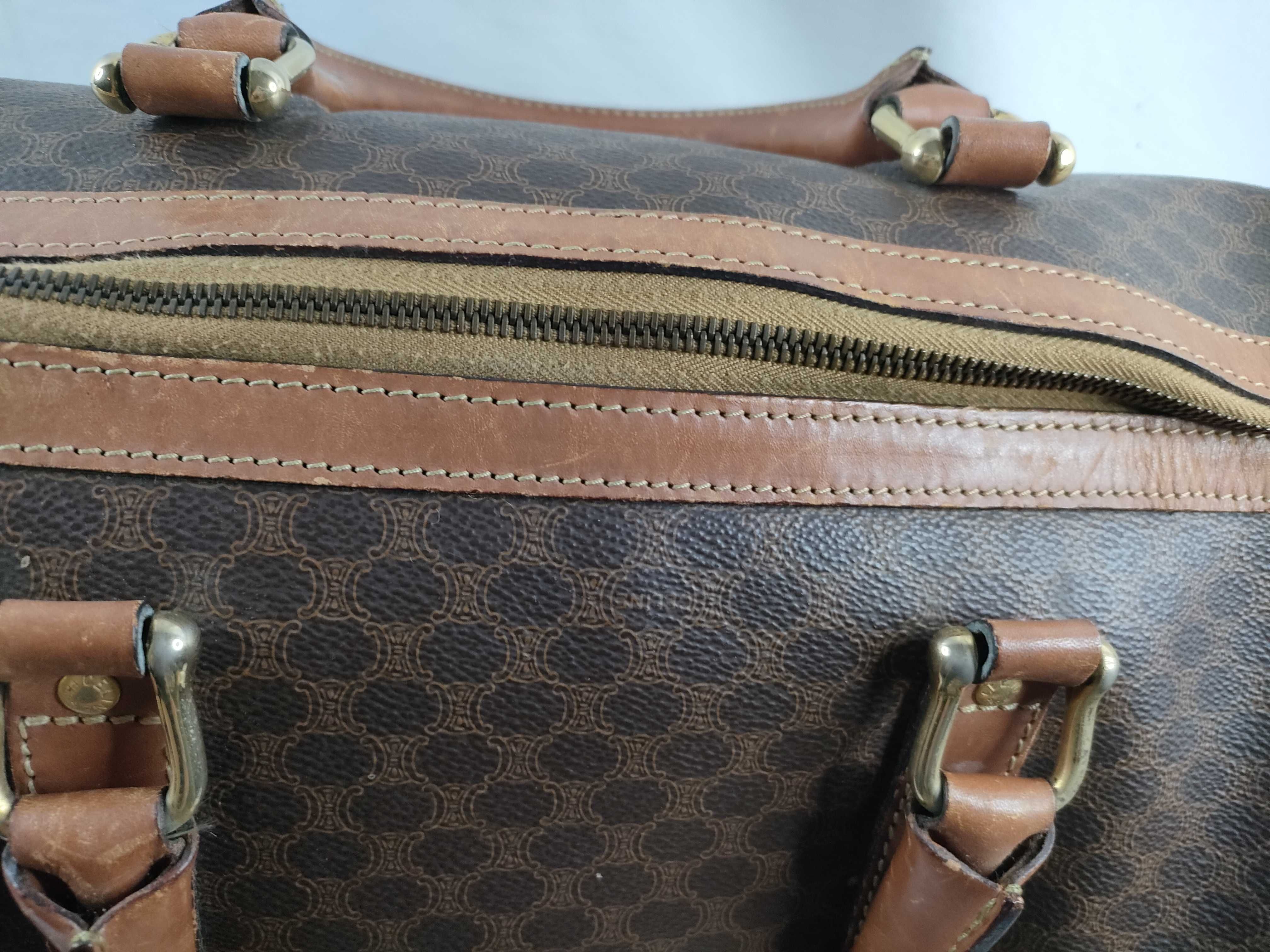 Boston Bag, Celine Macadam Triomphe Boston Bag, Large Capacity, Leather & PVC Boston Bag — view 9