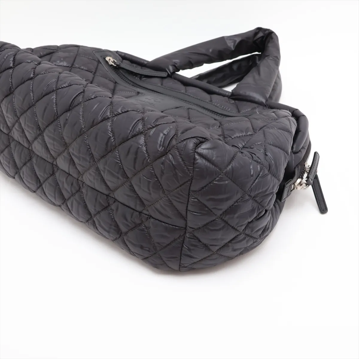 Coco Cocoon Nylon x Leather Handbag, Black with Silver Hardware, Item No. 13658822, Series No. 13 — view 3