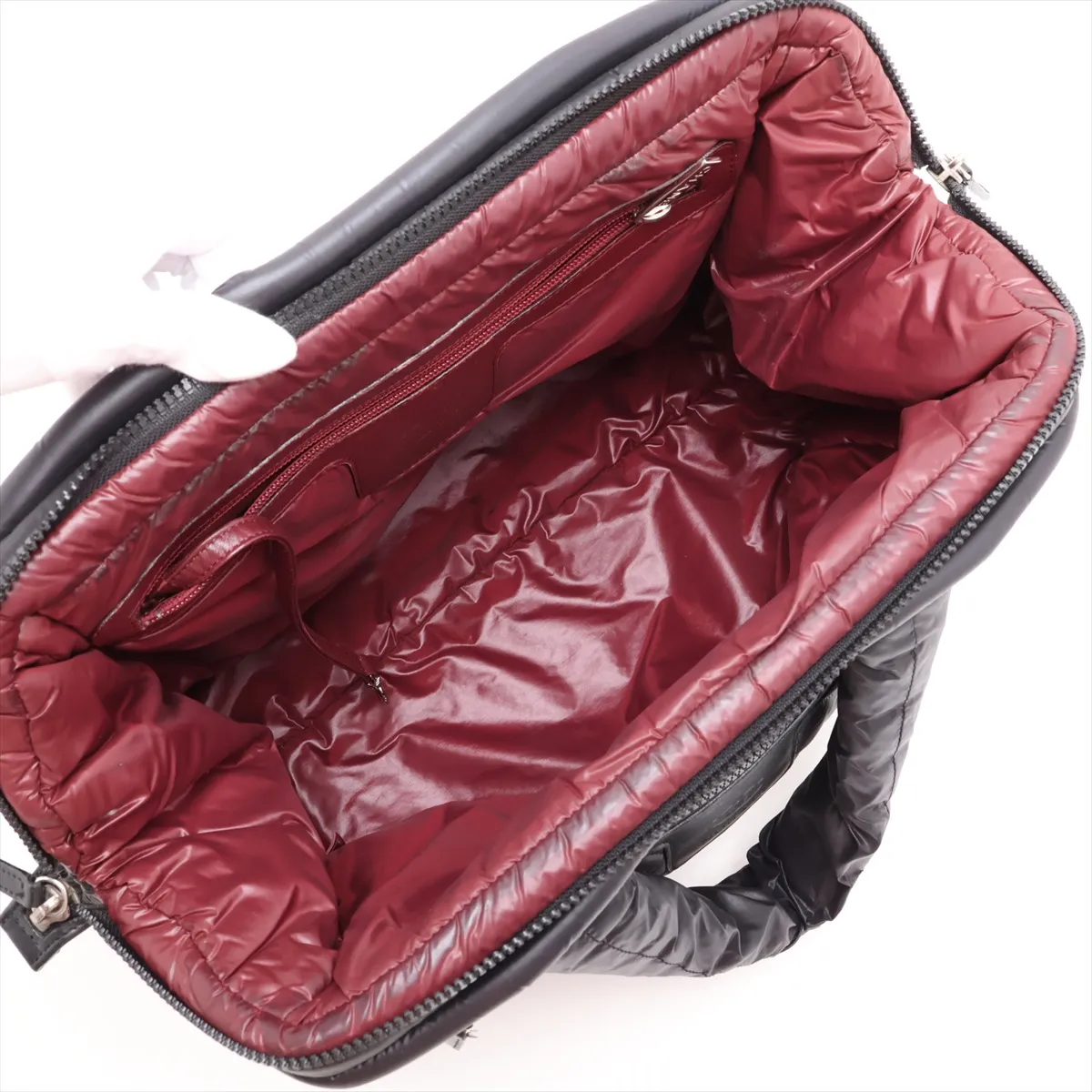 Coco Cocoon Nylon x Leather Handbag, Black with Silver Hardware, Item No. 13658822, Series No. 13 — view 7