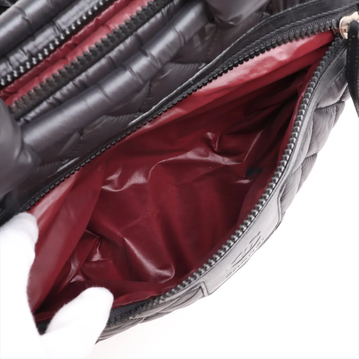 Coco Cocoon Nylon x Leather Handbag, Black with Silver Hardware, Item No. 13658822, Series No. 13 — view 9