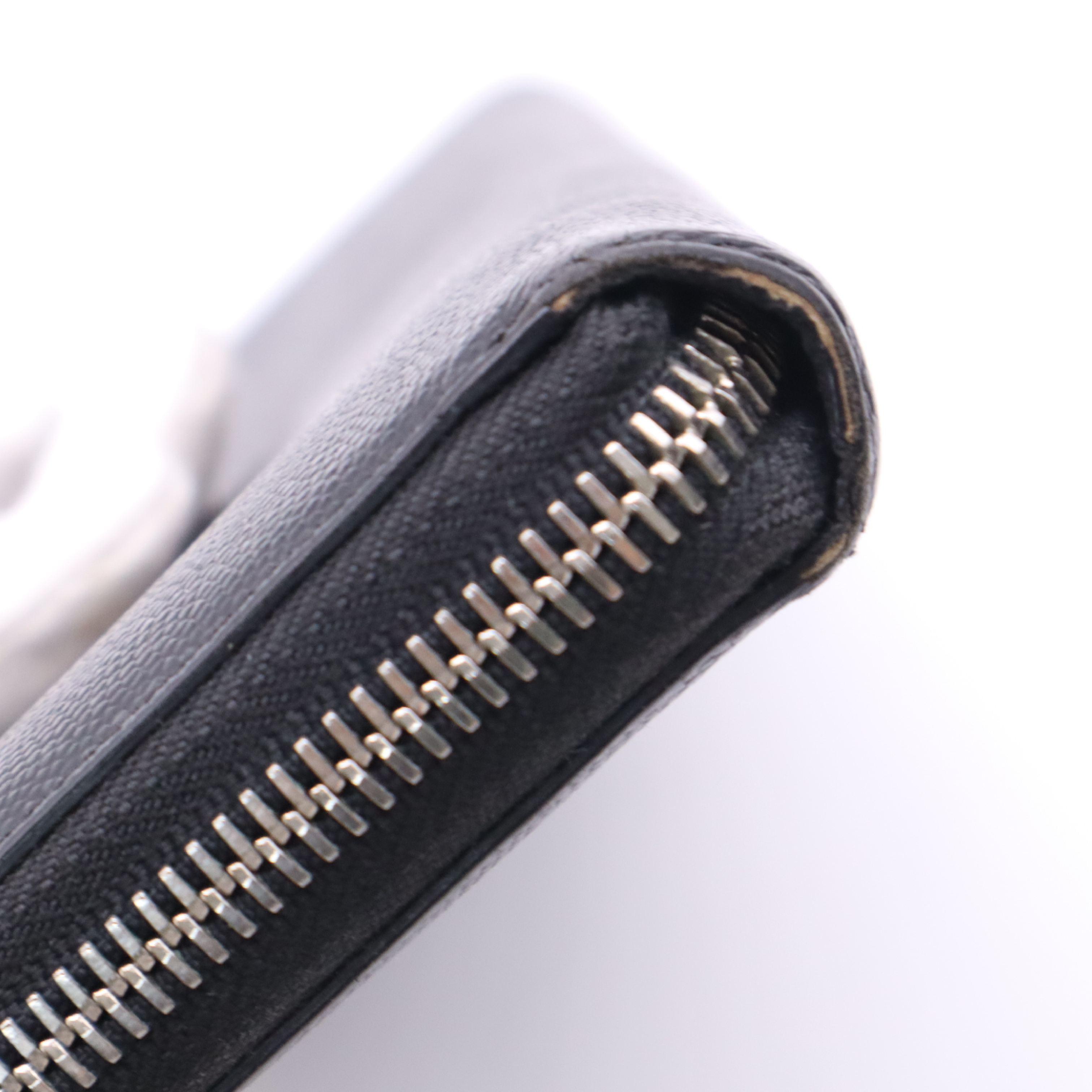 344076 Leather Round Zipper Wallet, Black — view 7
