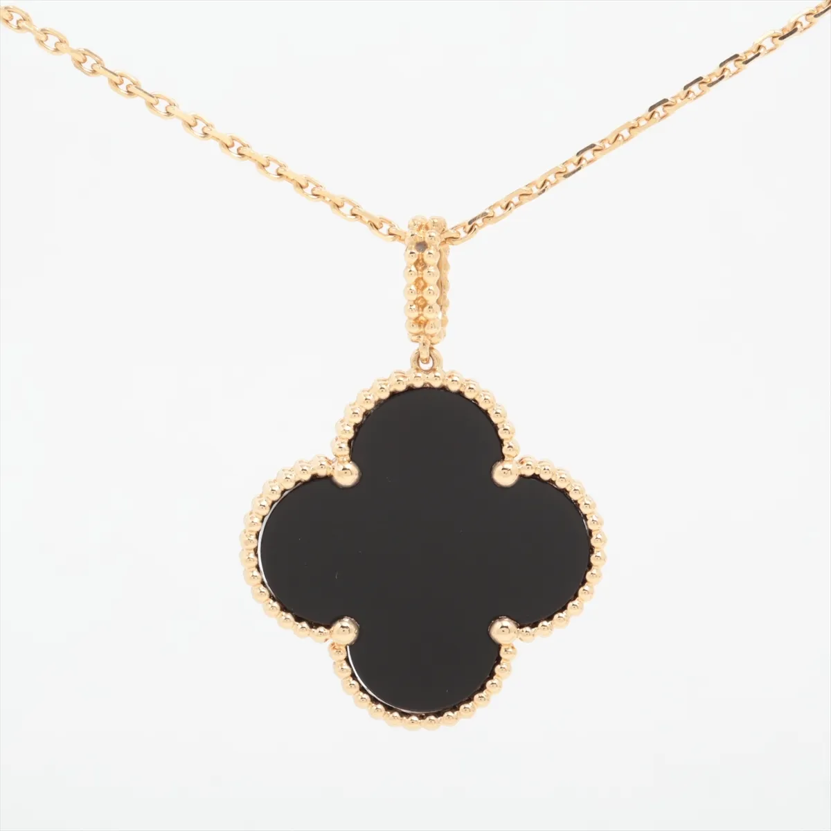 Magic Alhambra Long Onyx Necklace, 750 (Yellow Gold), 15.9g, JE275569. Hallmark damaged, — view 2