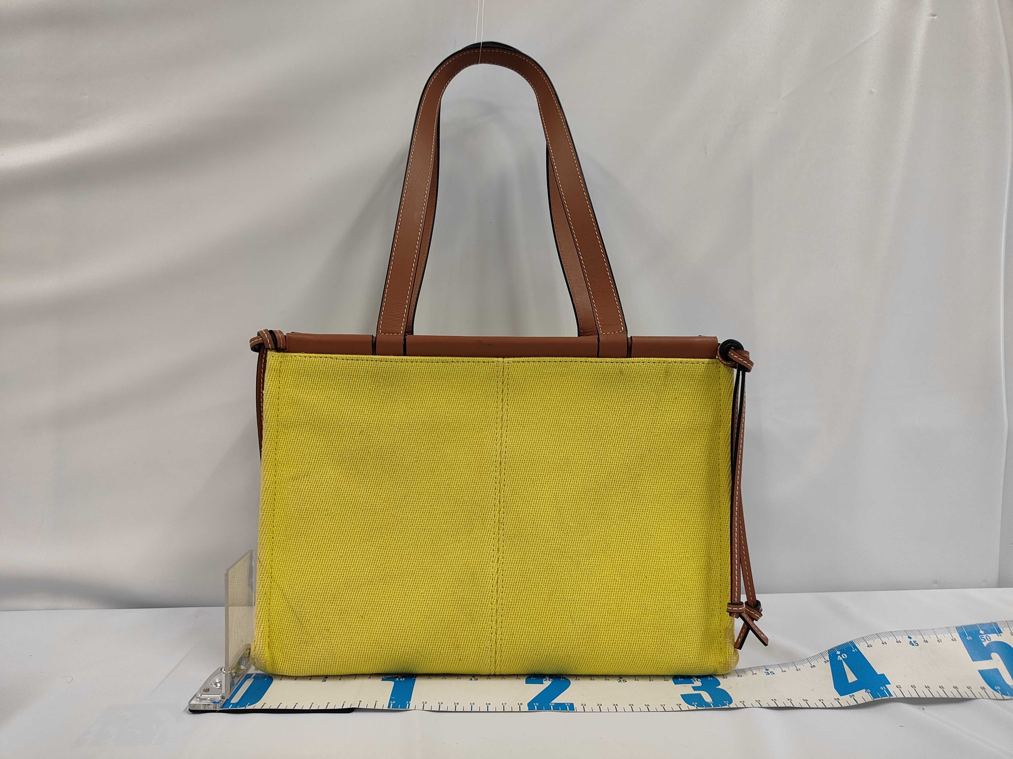 Leather Cushion Tote, Yellow-Brown Tote Bag — view 2