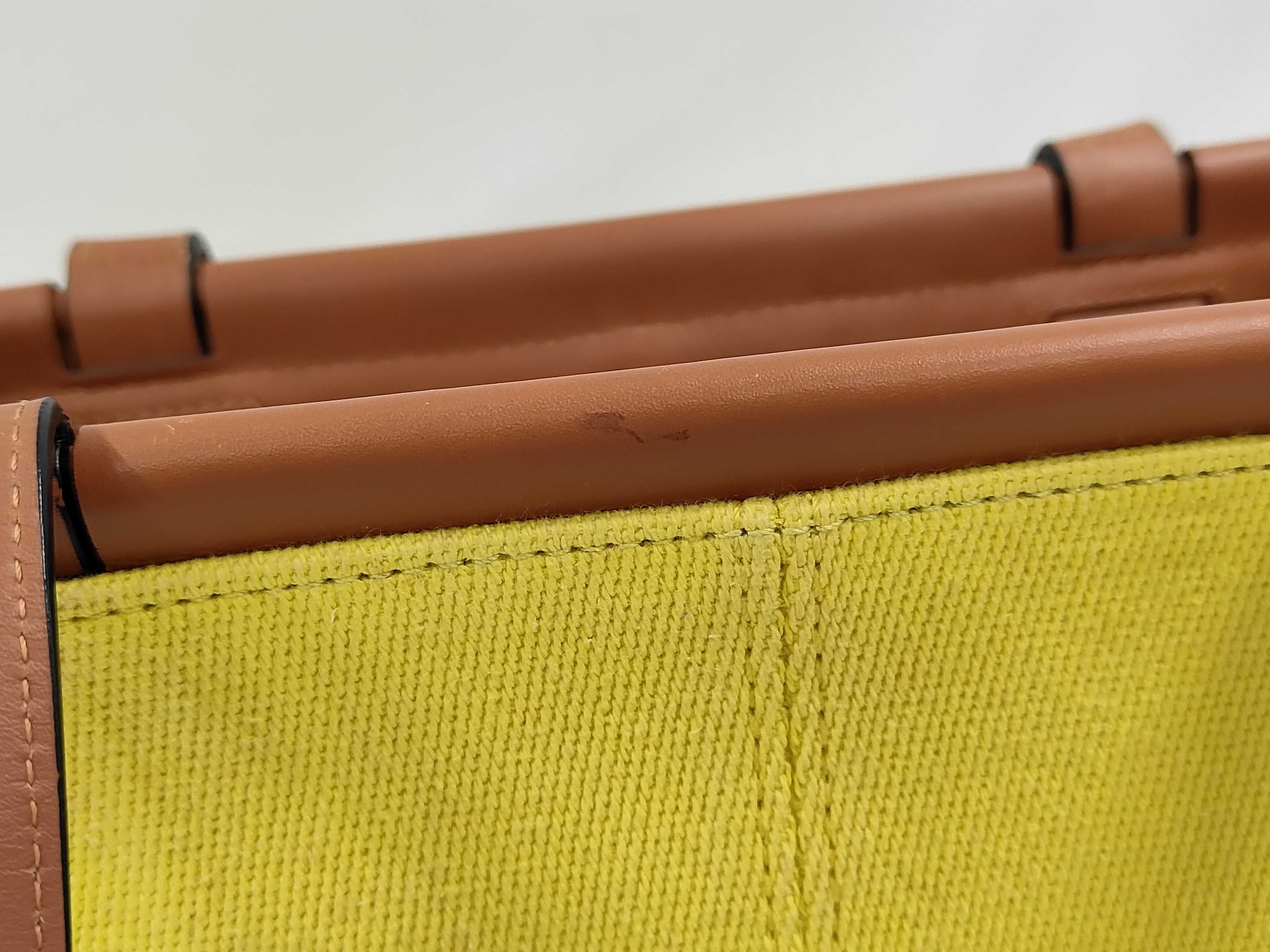 Leather Cushion Tote, Yellow-Brown Tote Bag — view 7