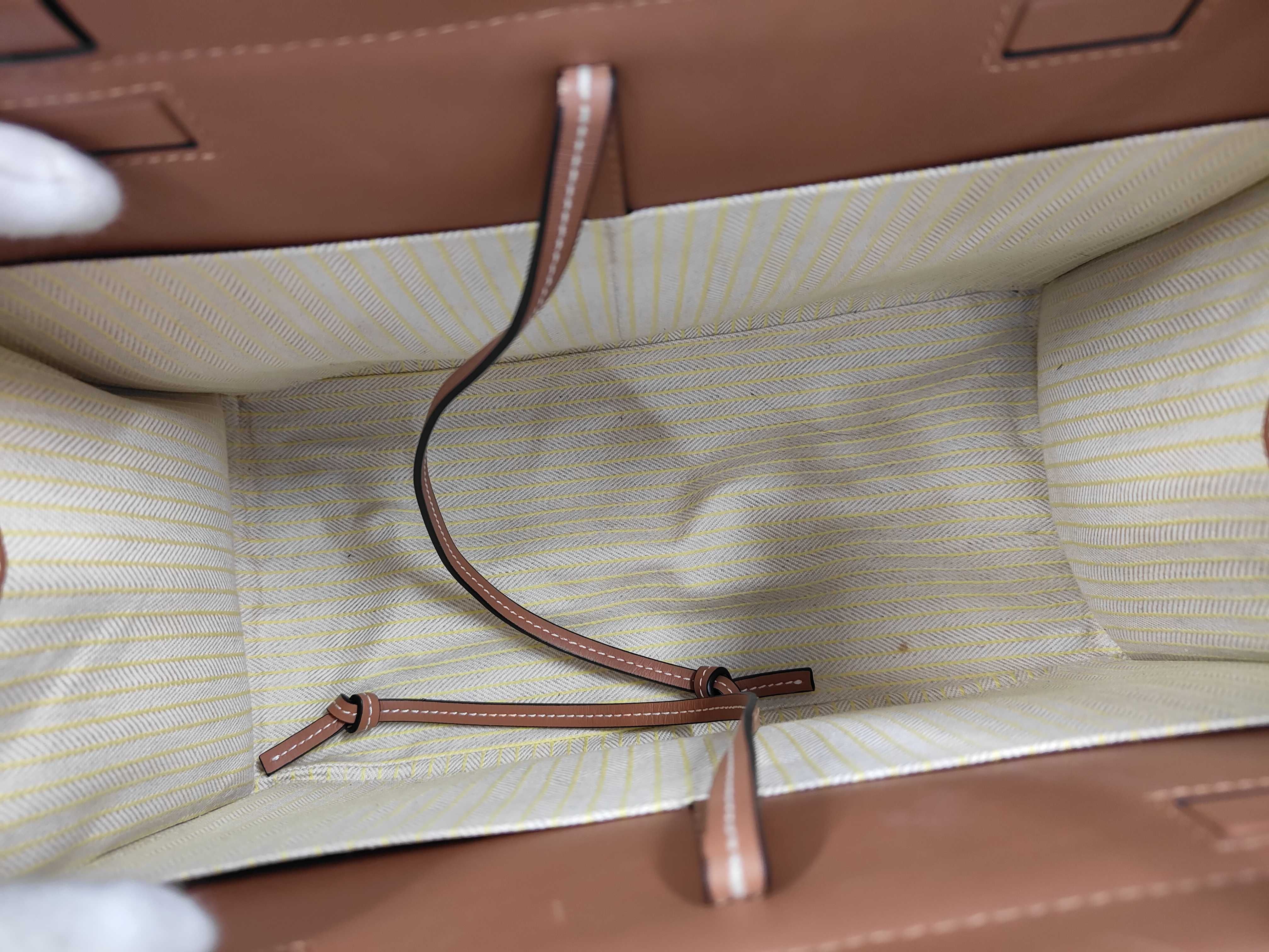 Leather Cushion Tote, Yellow-Brown Tote Bag — view 8
