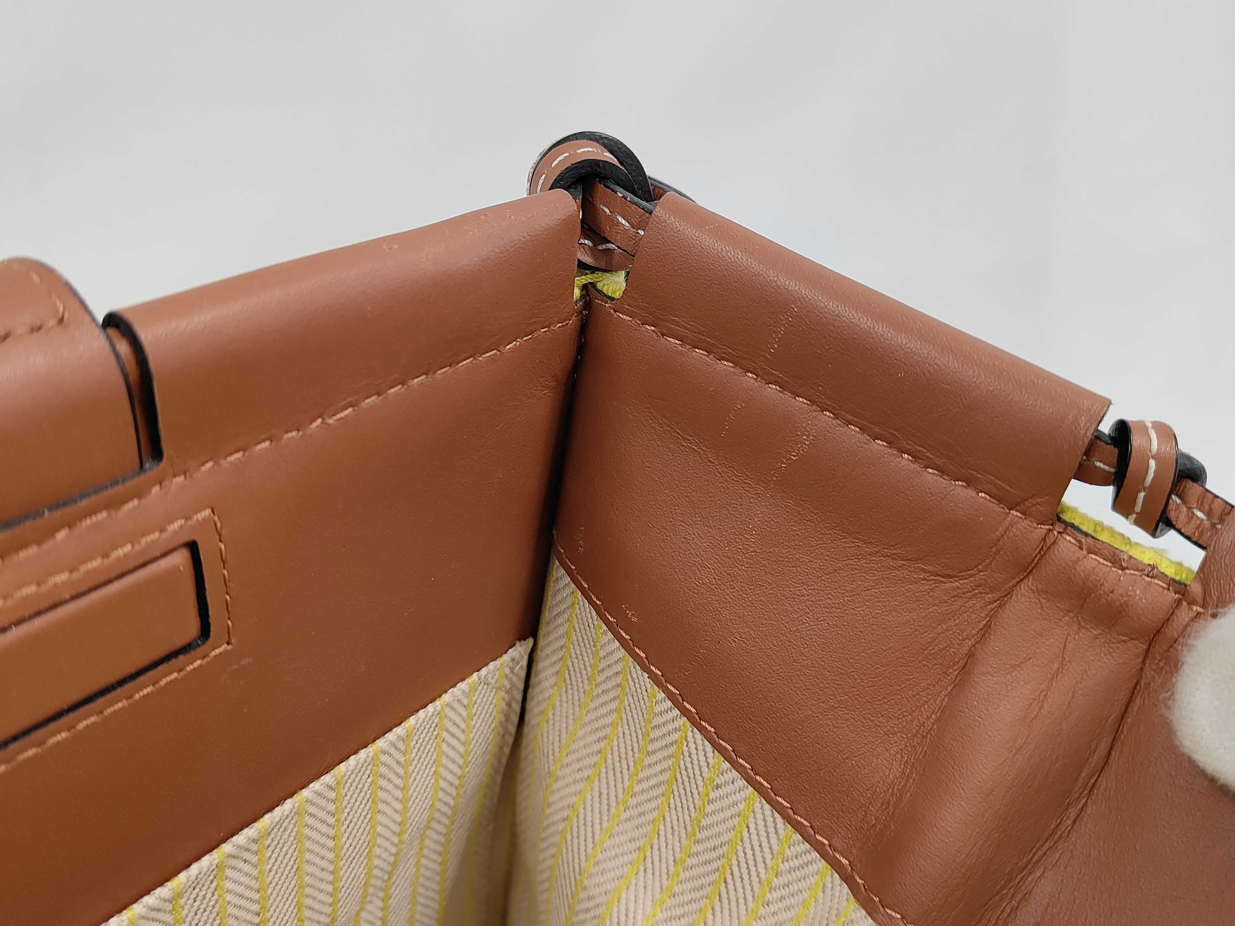 Leather Cushion Tote, Yellow-Brown Tote Bag — view 10