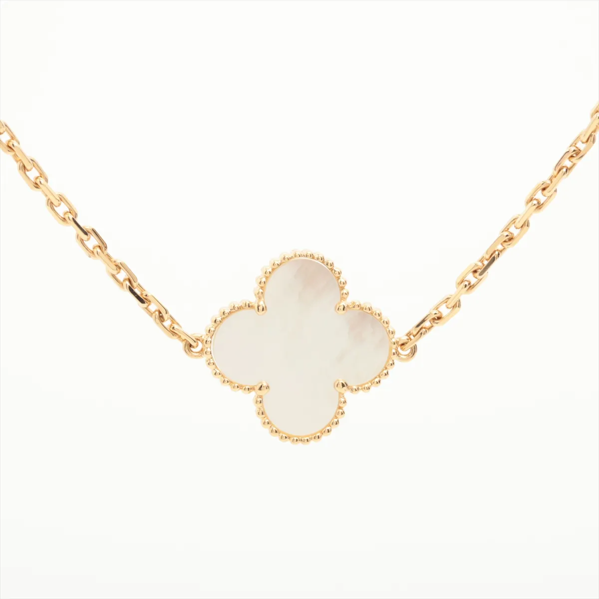 Lucky Alhambra 12P Shell Carnelian Necklace 750(YG) 46.4g JA310330 Stone — view 2