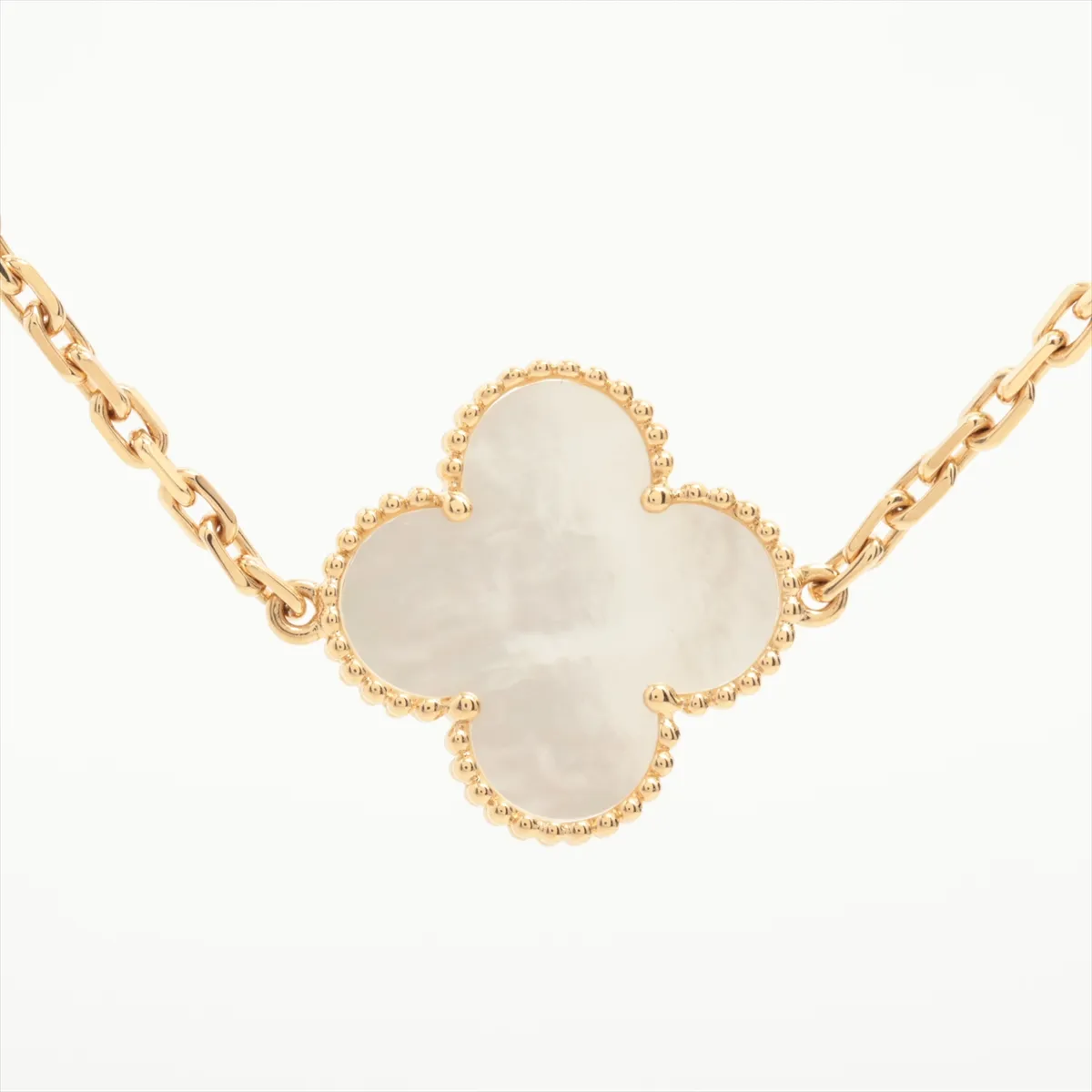 Lucky Alhambra 12P Shell Carnelian Necklace 750(YG) 46.4g JA310330 Stone — view 3