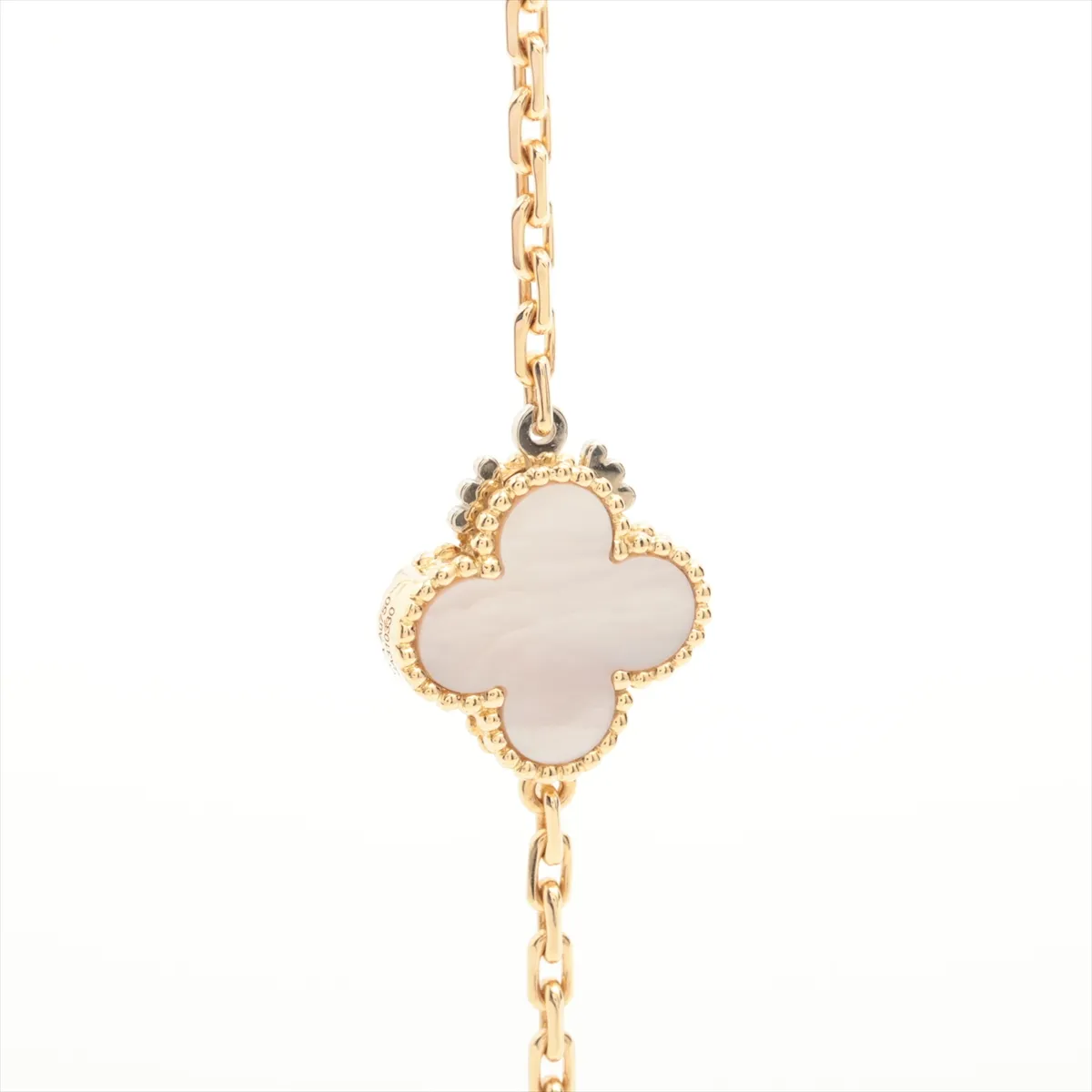 Lucky Alhambra 12P Shell Carnelian Necklace 750(YG) 46.4g JA310330 Stone — view 4