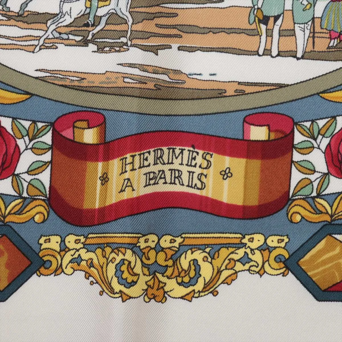 Carre 90 L’ENTENTE CORDIALE Franco-British Alliance Scarf, Silk, Red, with some wear, — view 6