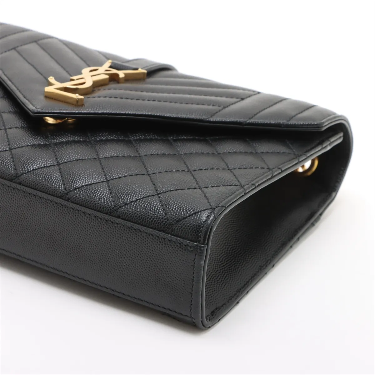 Envelope Leather Chain Shoulder Bag Black 600185 — view 3