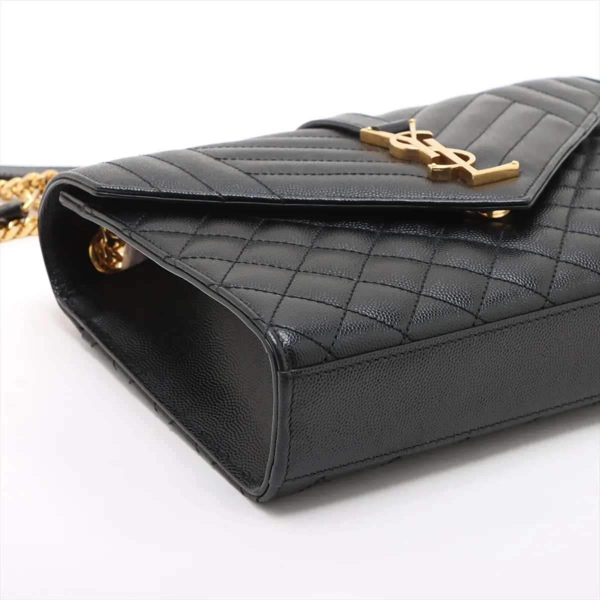 Envelope Leather Chain Shoulder Bag Black 600185 — view 4