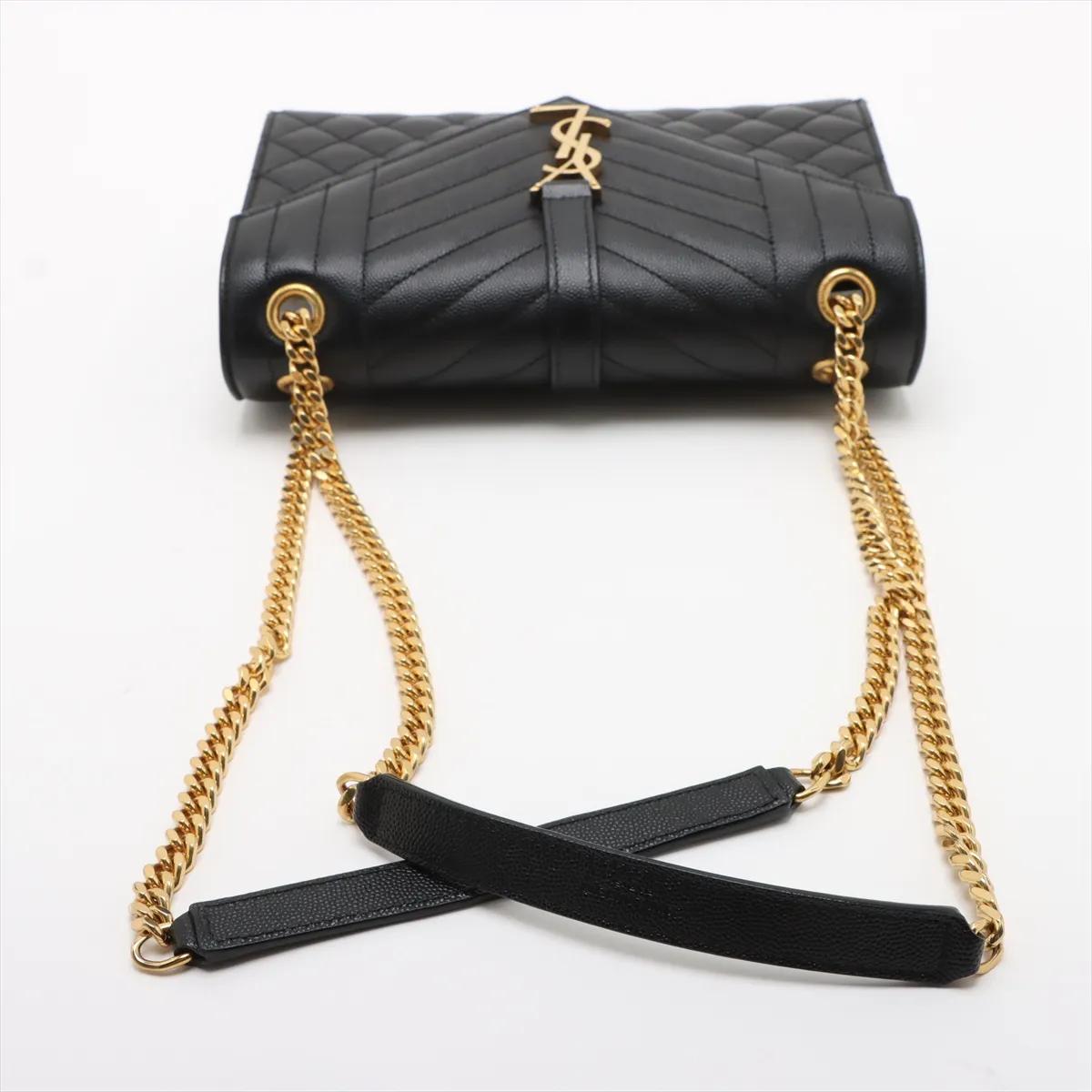 Envelope Leather Chain Shoulder Bag Black 600185 — view 5
