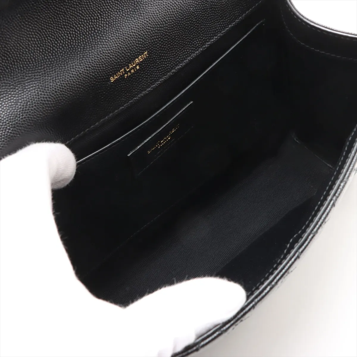 Envelope Leather Chain Shoulder Bag Black 600185 — view 7