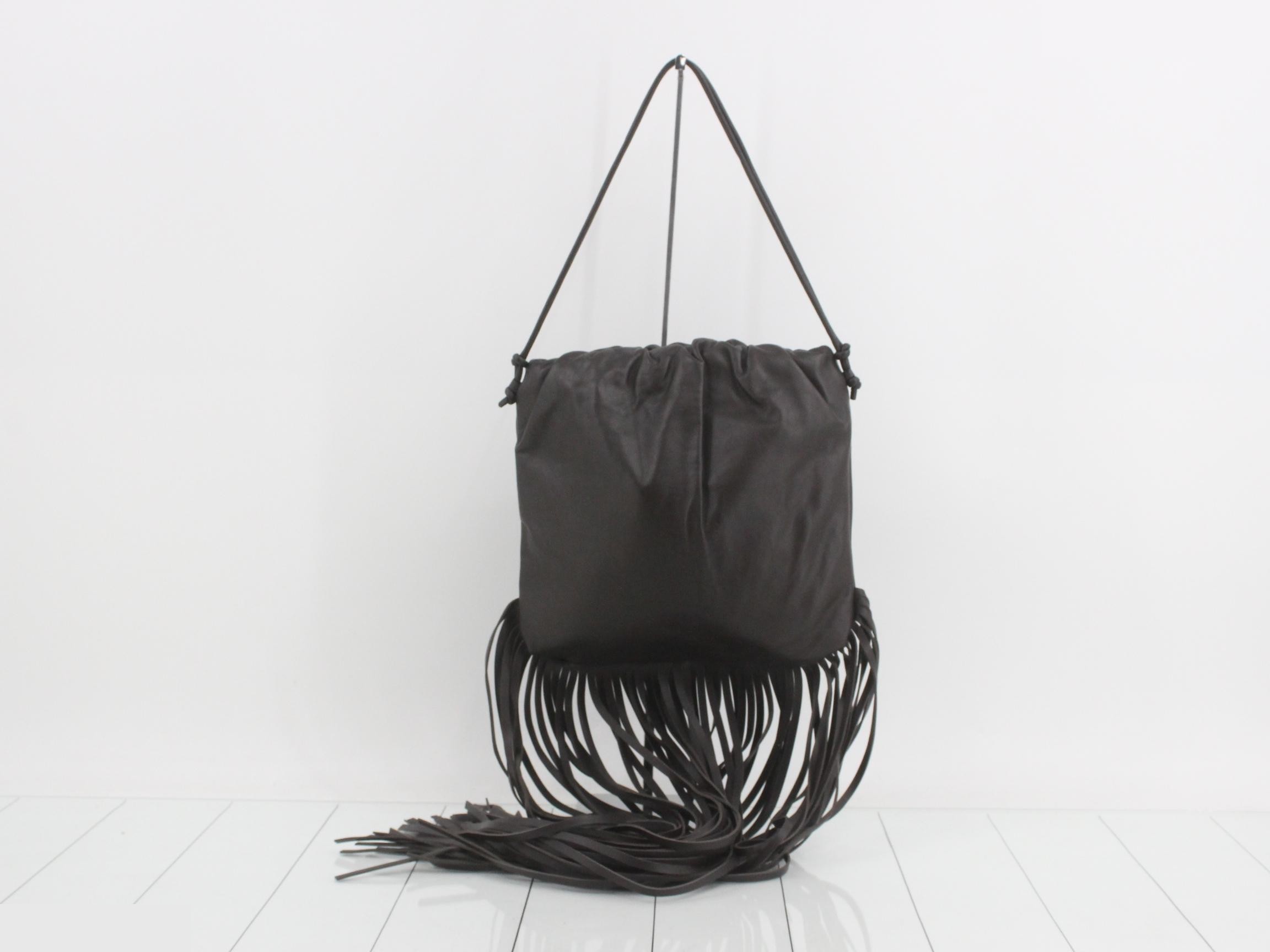 Unused The Fringe leather pouch, brown, shoulder bag, leather.